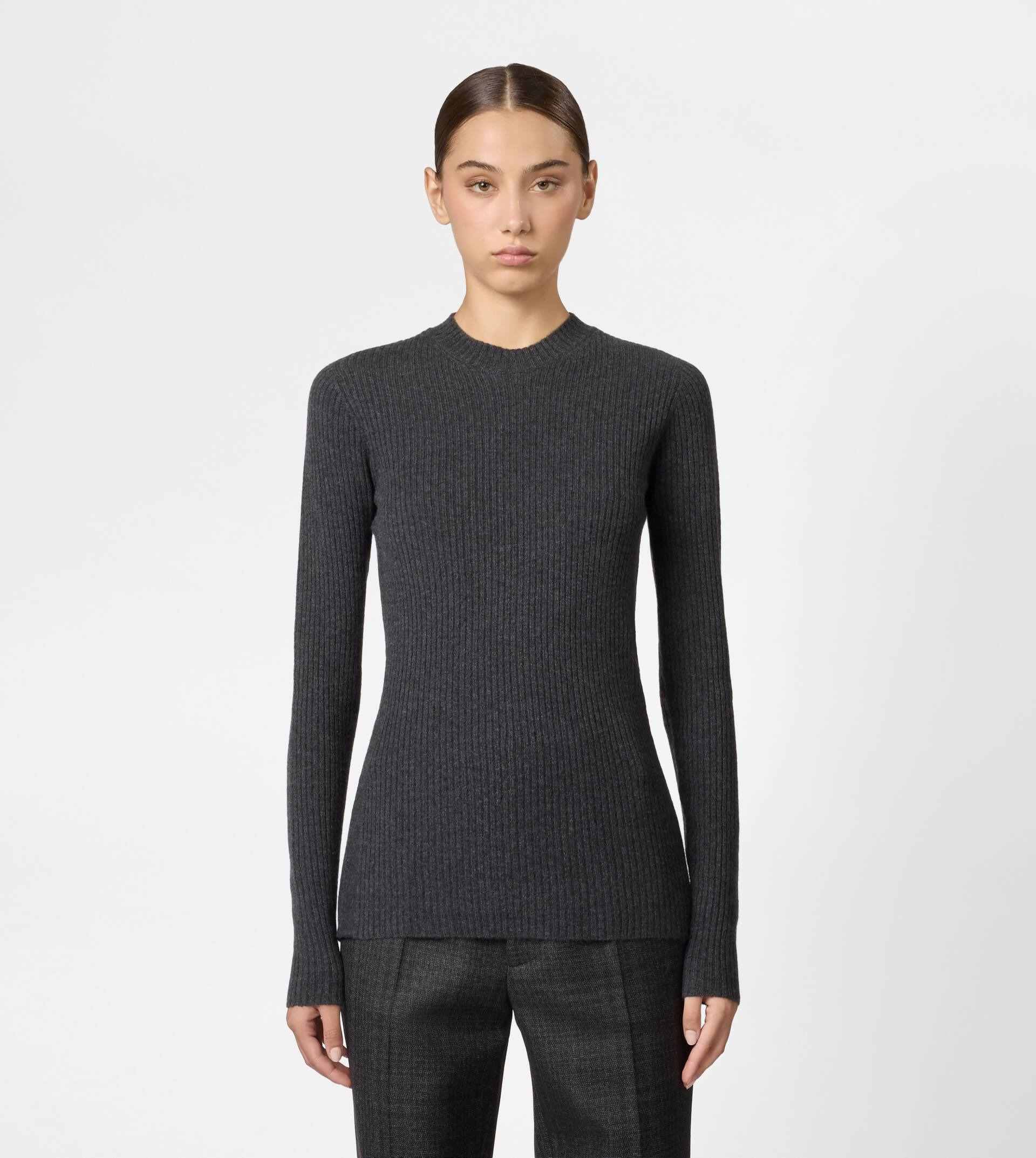 PULLOVER IN CASHMERE - GREY - 2