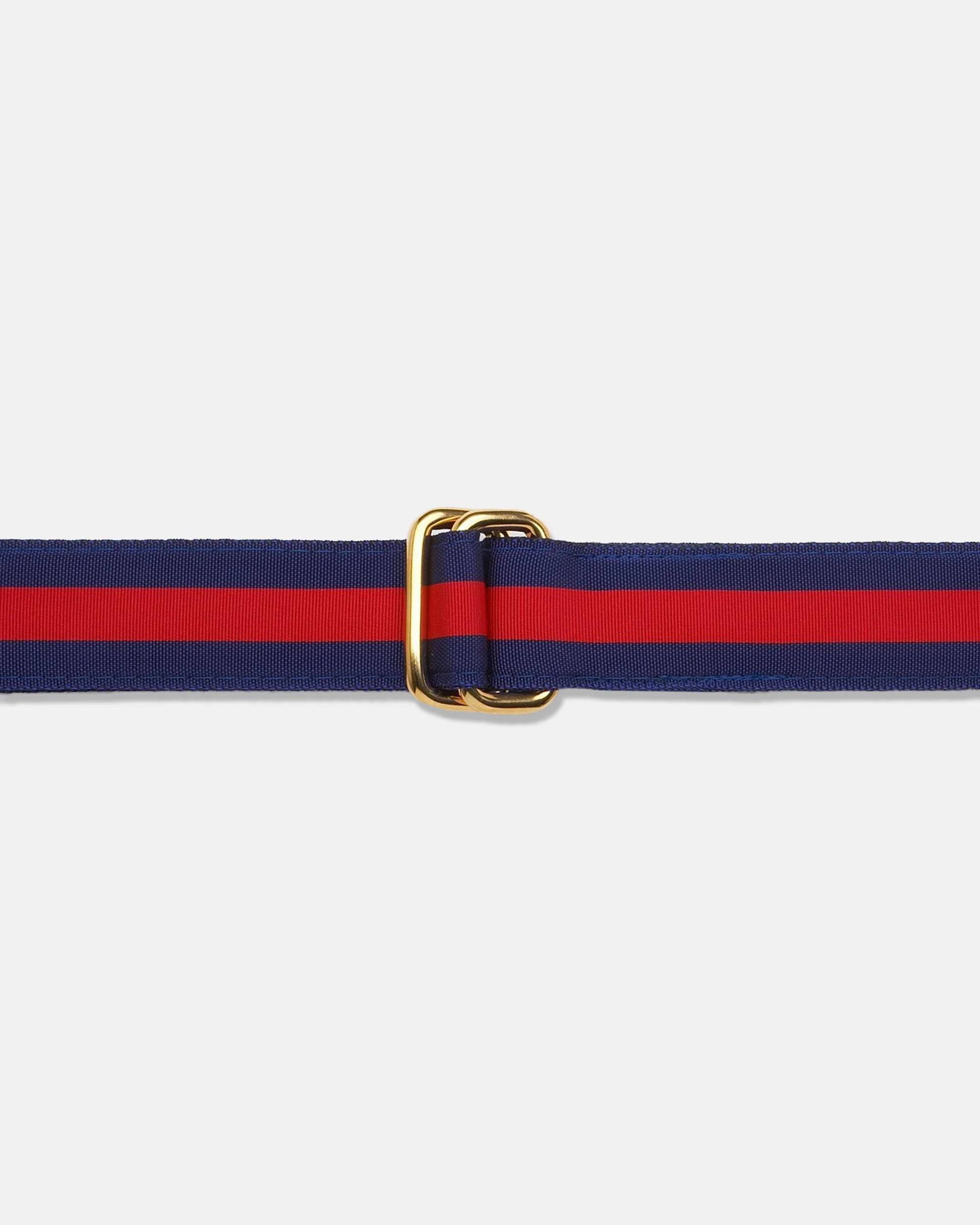 MADE-IN-USA NAVY & RED STRIPED GROSGRAIN RIBBON BELT - 1