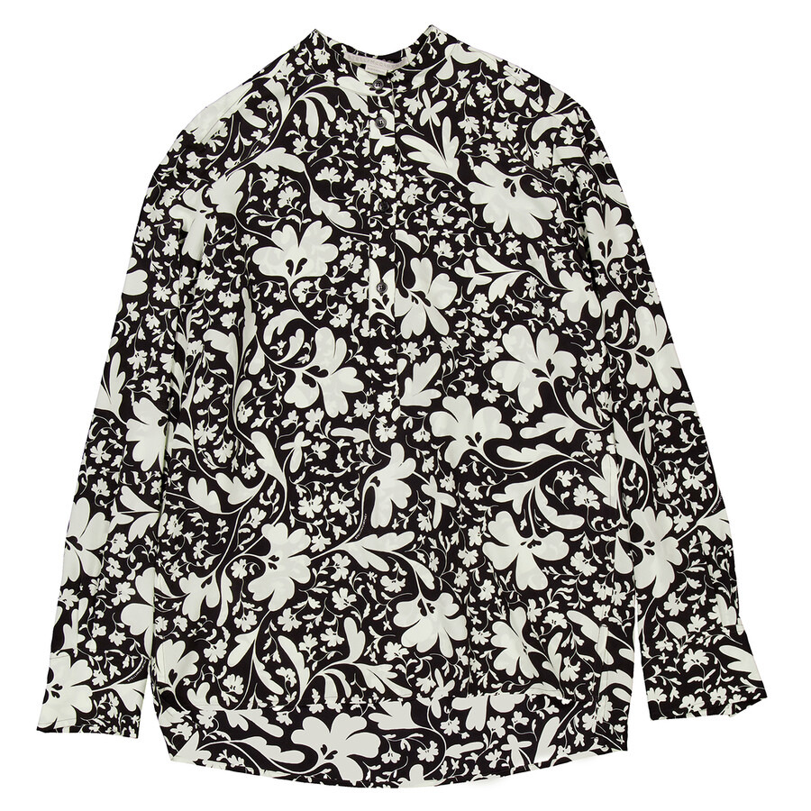 Stella McCartney Black Silk Forest Floral Print Shirt - 5