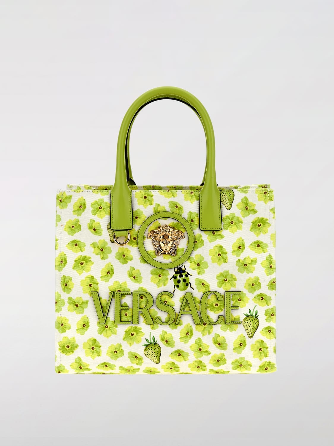 Versace La Medusa canvas tote bag with flower print - 1