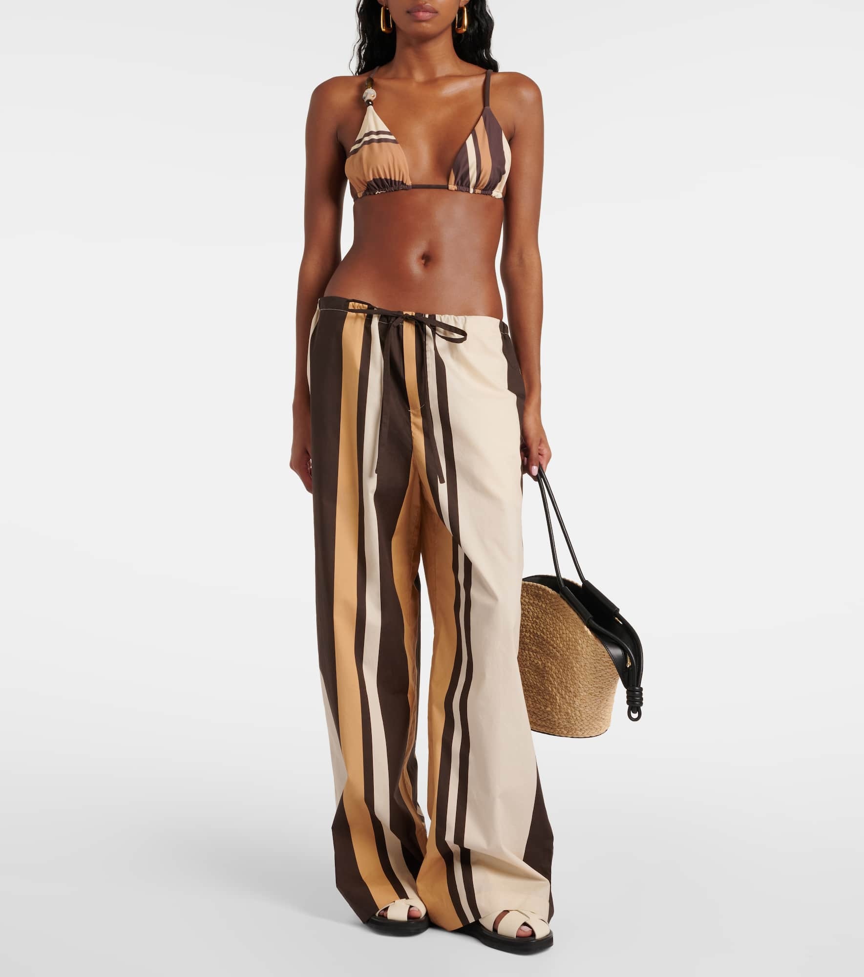 Savanna striped cotton wide-leg pants - 2
