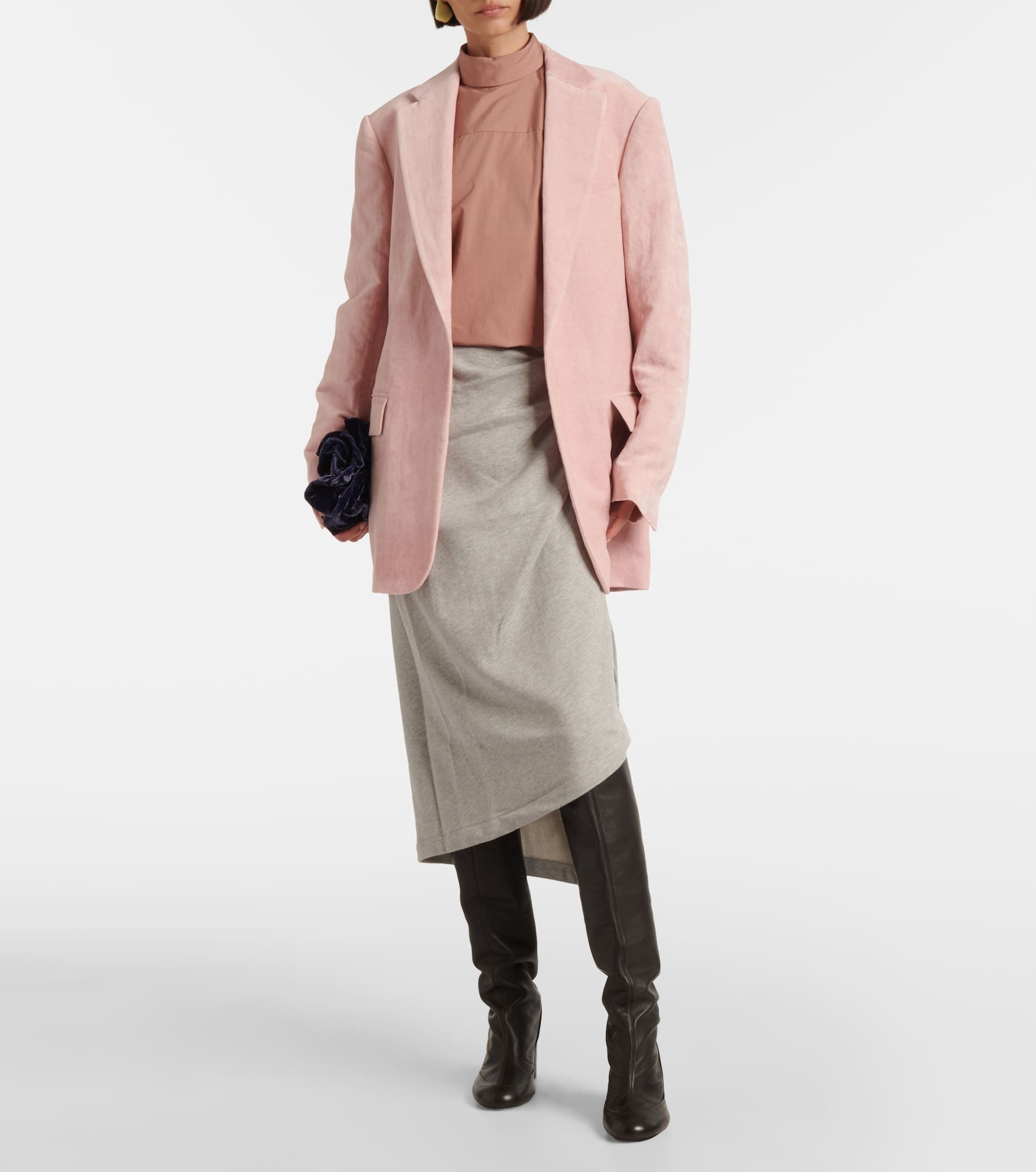Gathered cotton jersey midi skirt - 2