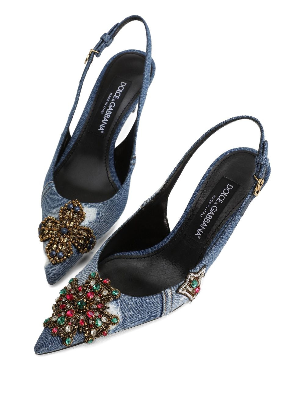 60mm embellished denim pumps - 3