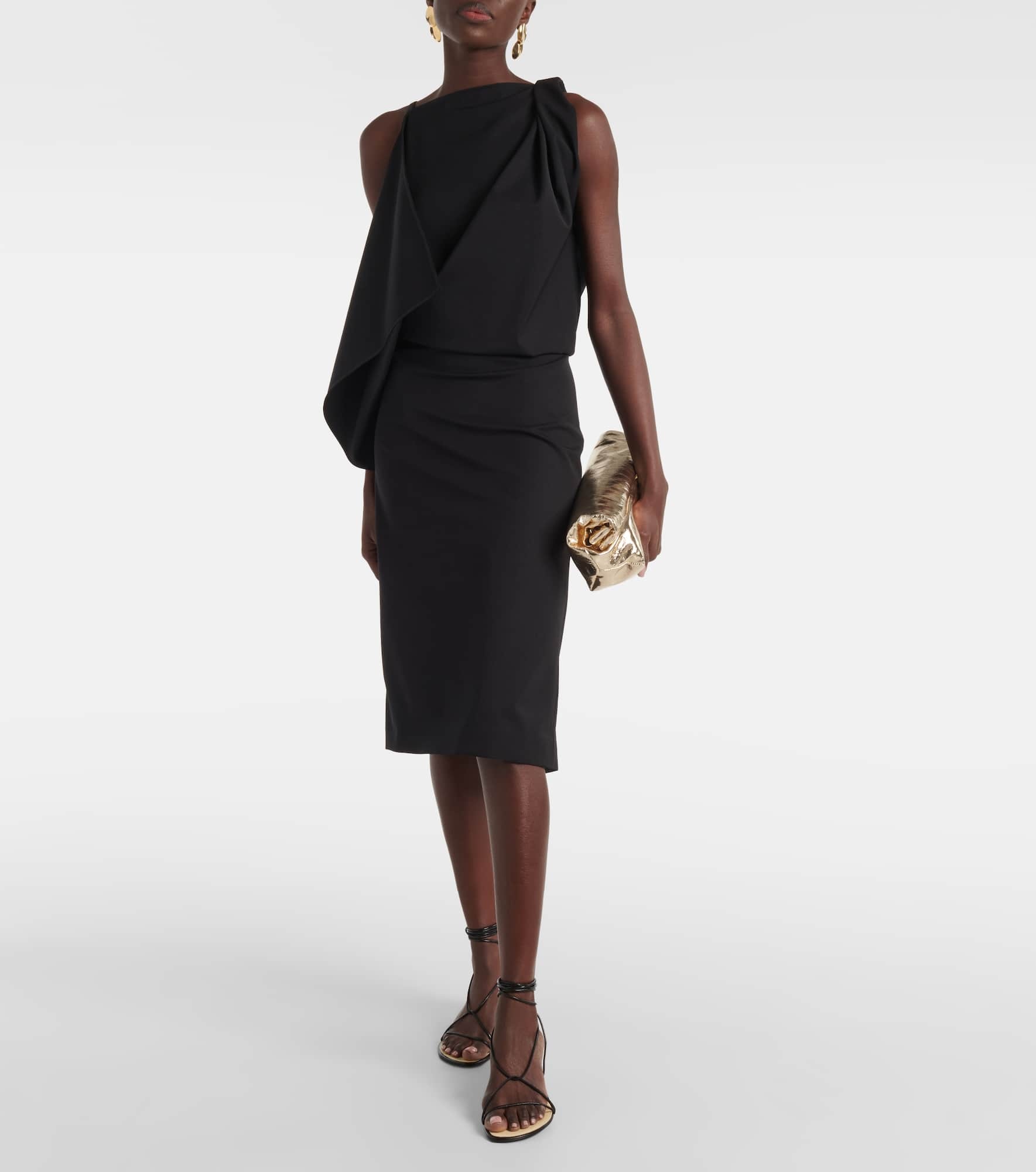 Elena draped wool-blend midi dress - 2
