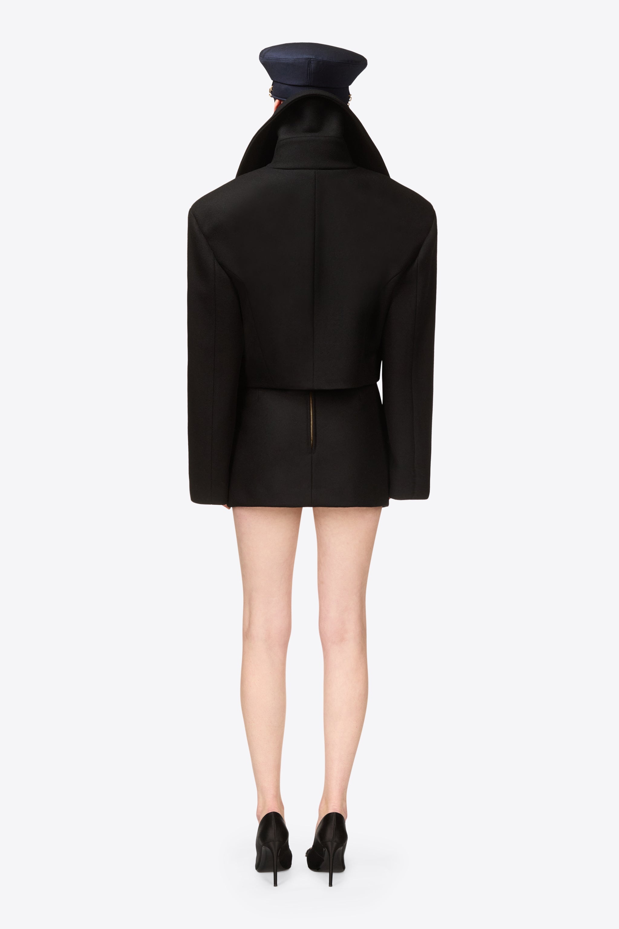 GEMSTONE BUTTON CROPPED PEACOAT - 5