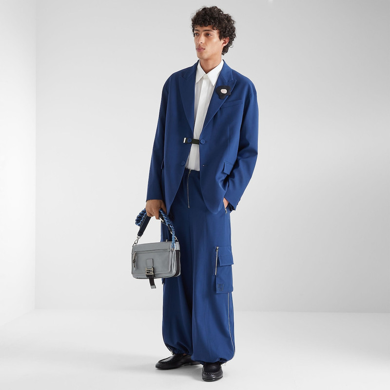 FENDI Jacket Blue wool gabardine blazer outlook