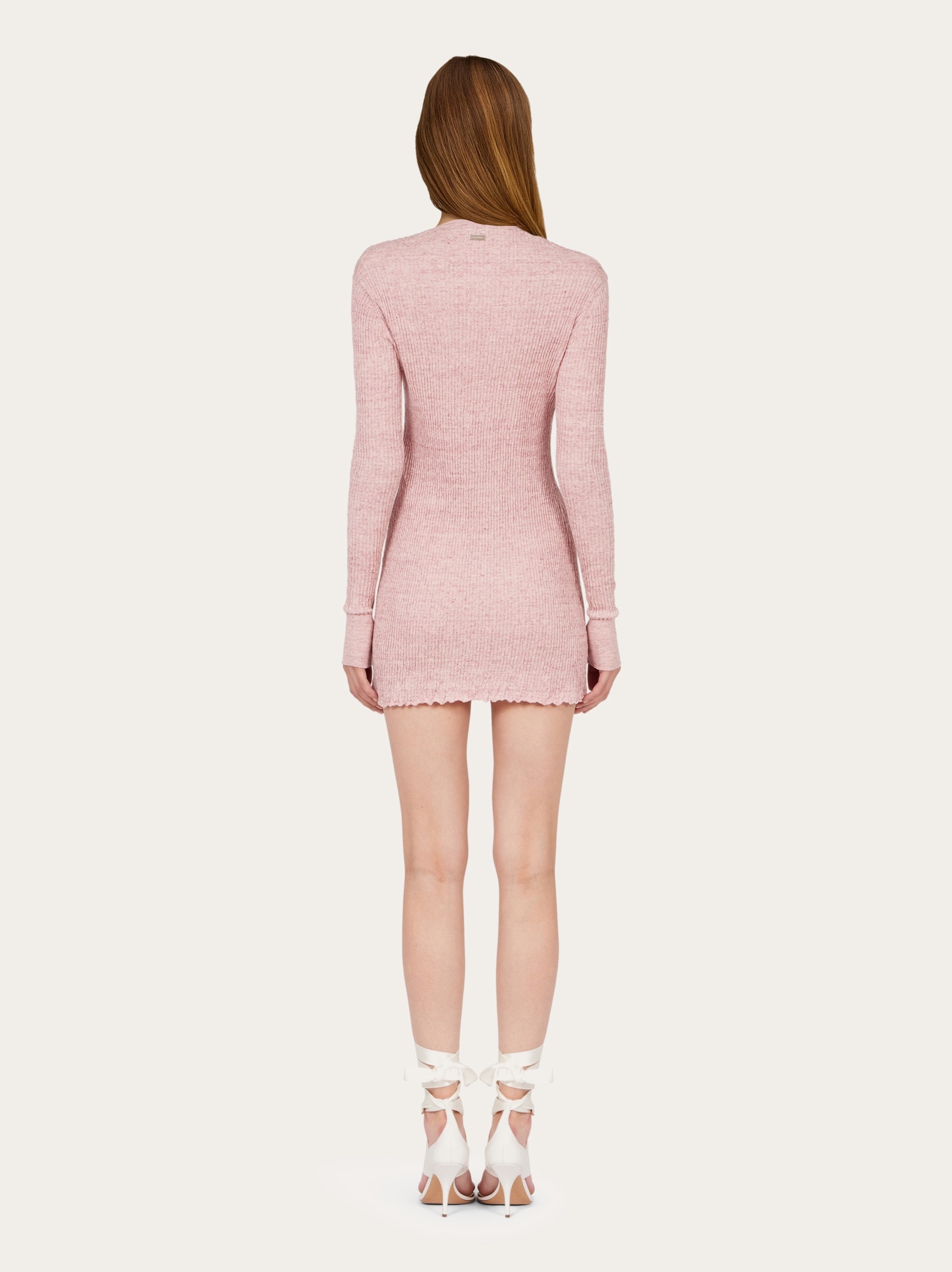 Long-sleeved linen mini dress - 4