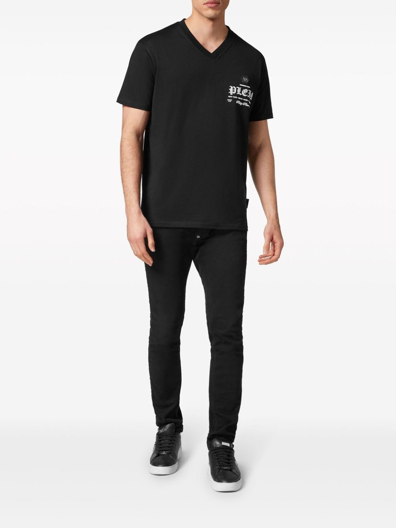 PHILIPP PLEIN logo-print V-neck T-shirt outlook