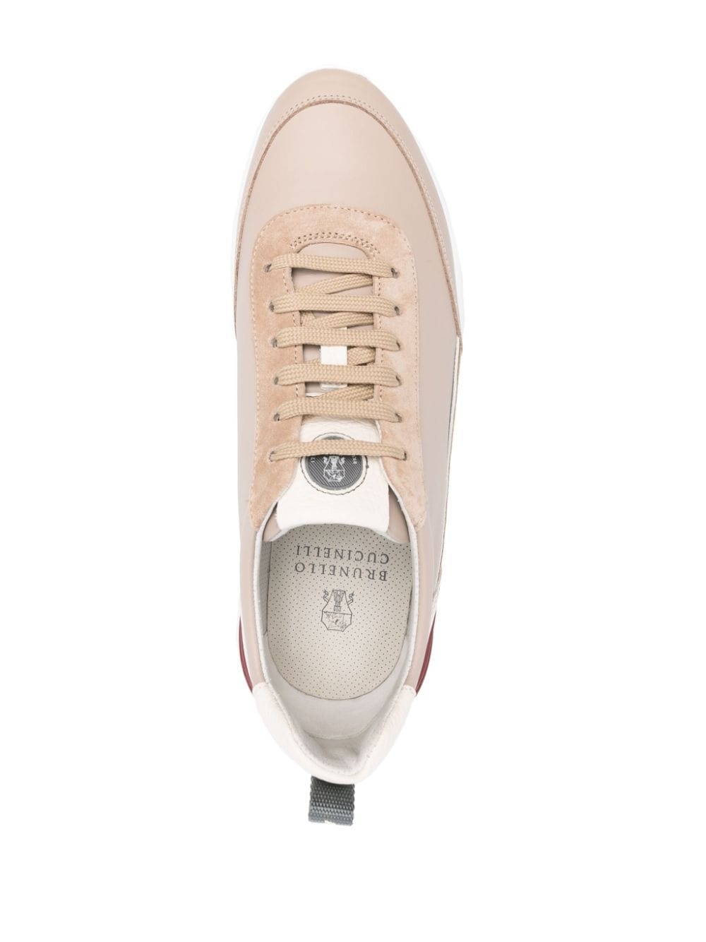 panelled leather sneakers - 4