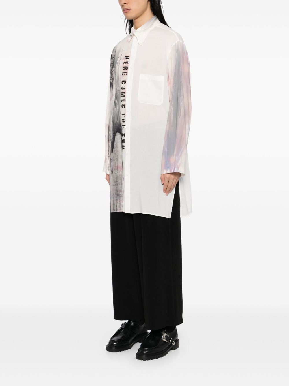 abstract print oversized shirt - 3