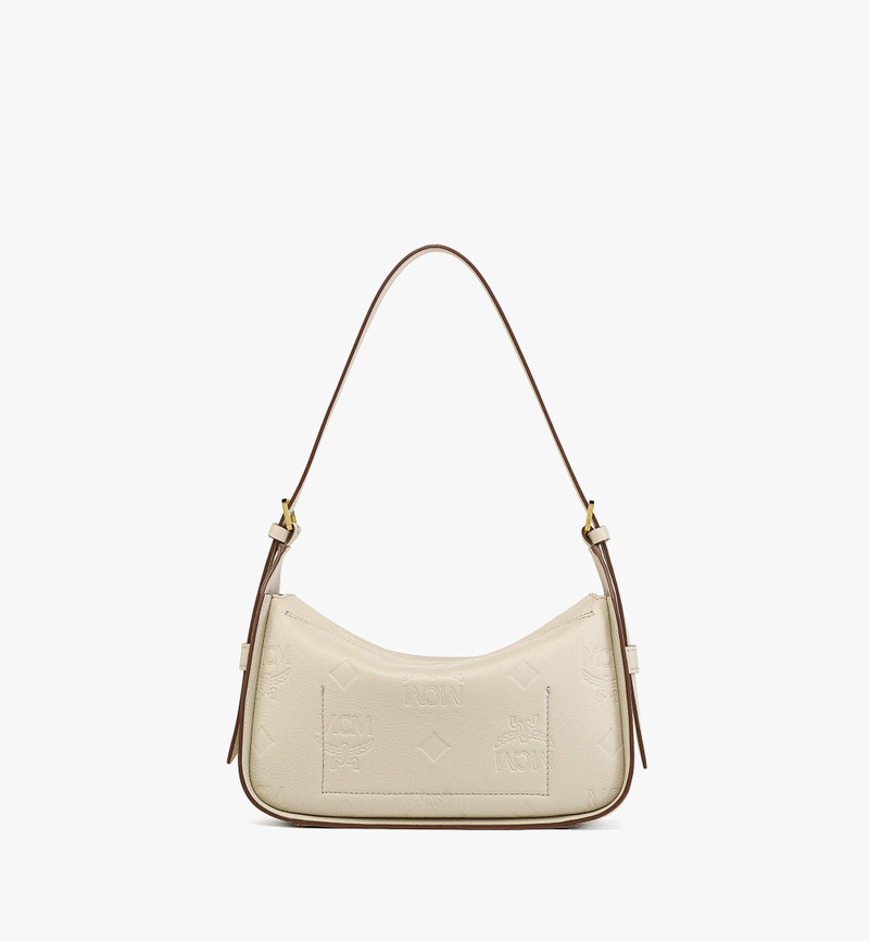 Aren Flap Hobo Bag in Embossed Monogram Leather 4