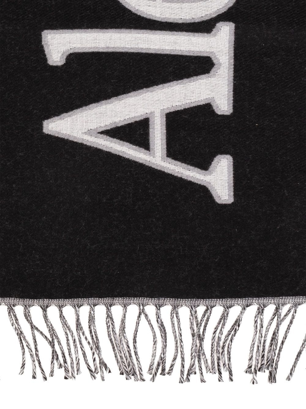 logo-print wool scarf - 3