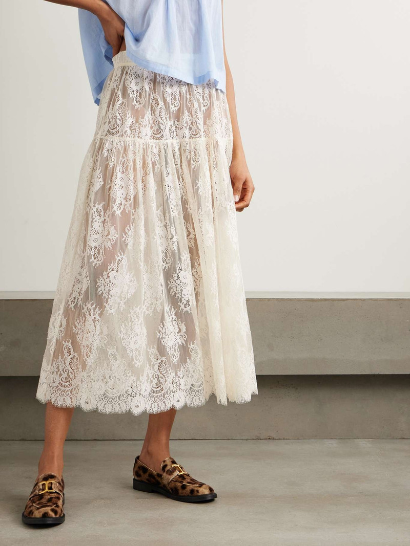 Sebastiane tiered lace midi skirt Off-white 3