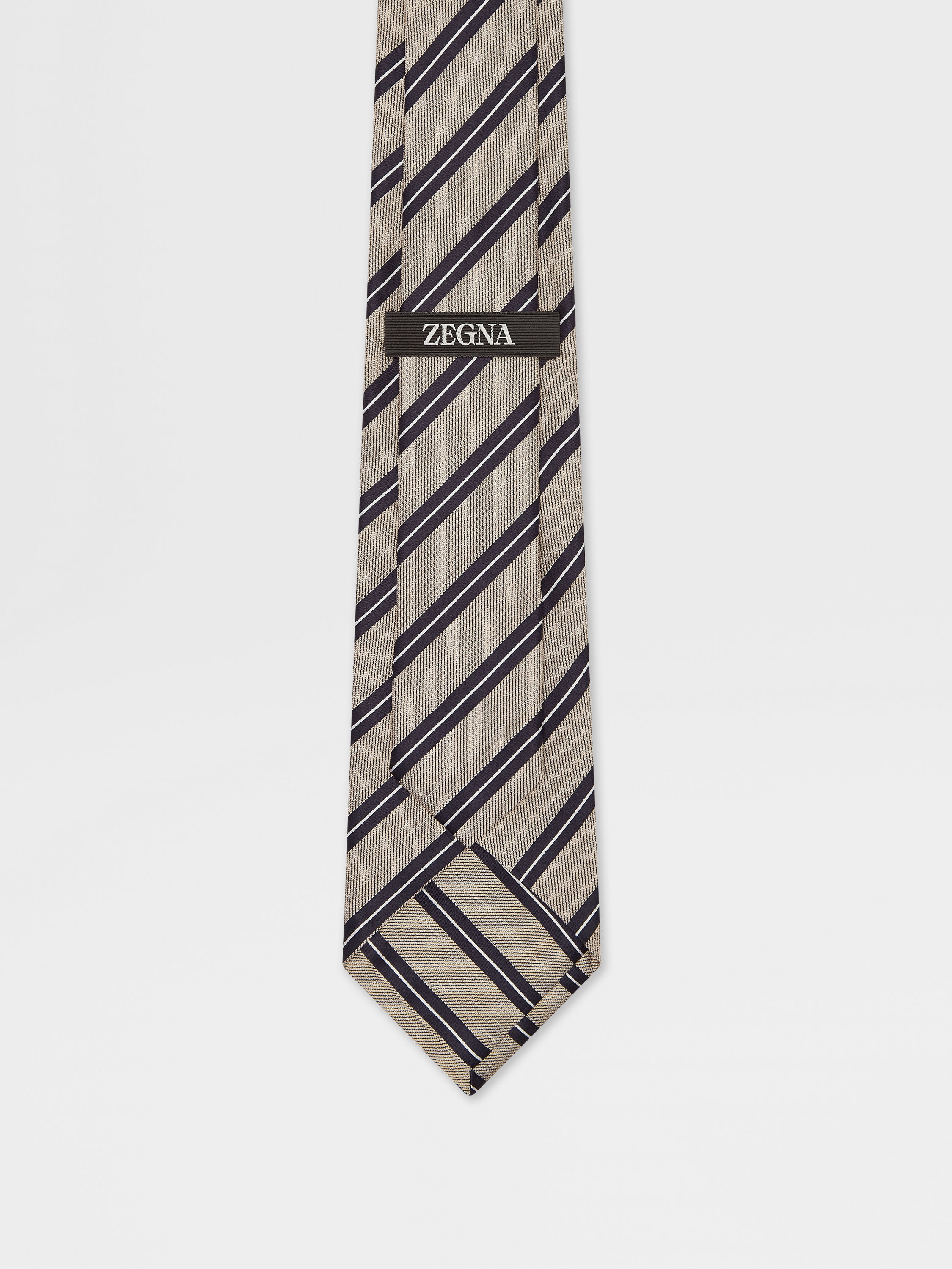 LIGHT TAUPE SILK AND LINEN TIE - 3