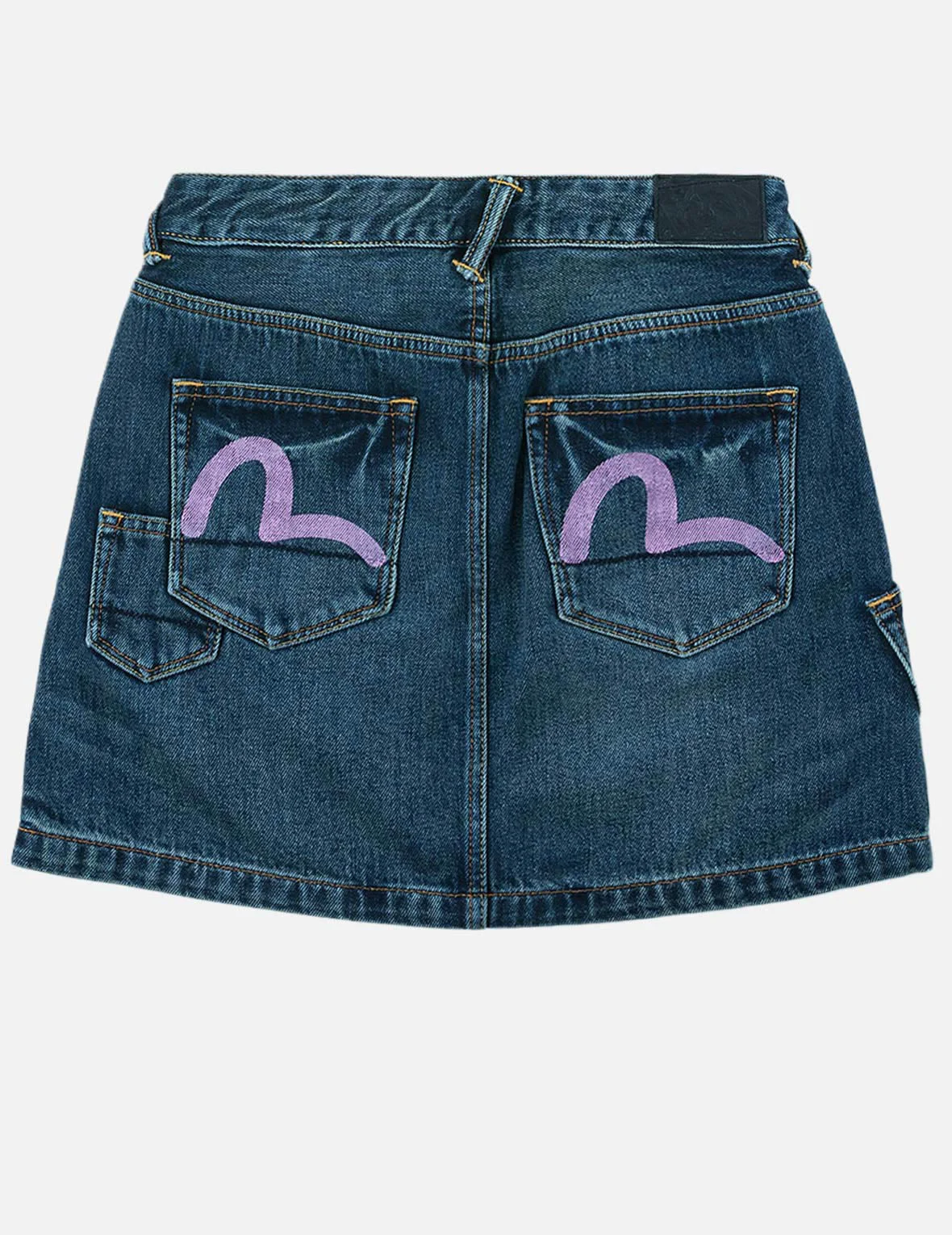 Seagull Print Multi-Pocket Denim Skirt - 1