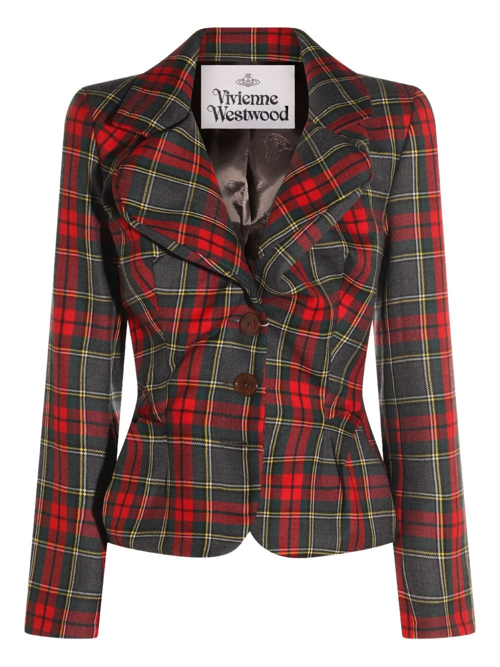 tartan-patterned blazer - 1