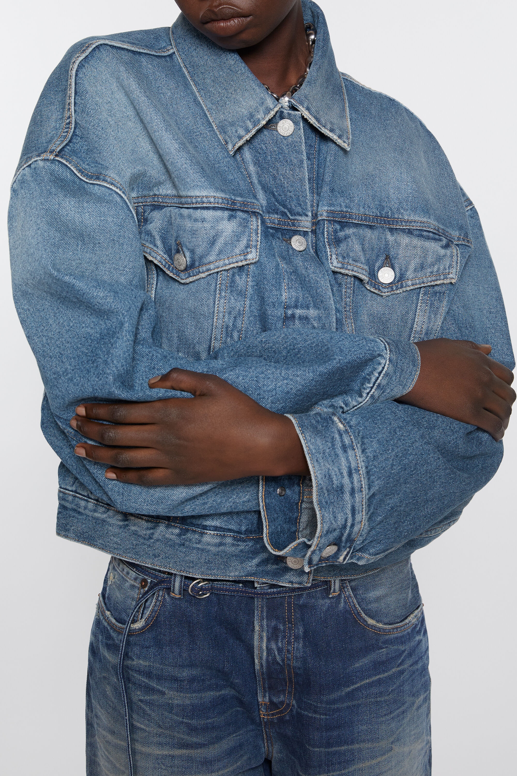 Denim jacket - Relaxed cropped fit - Mid Blue - 6