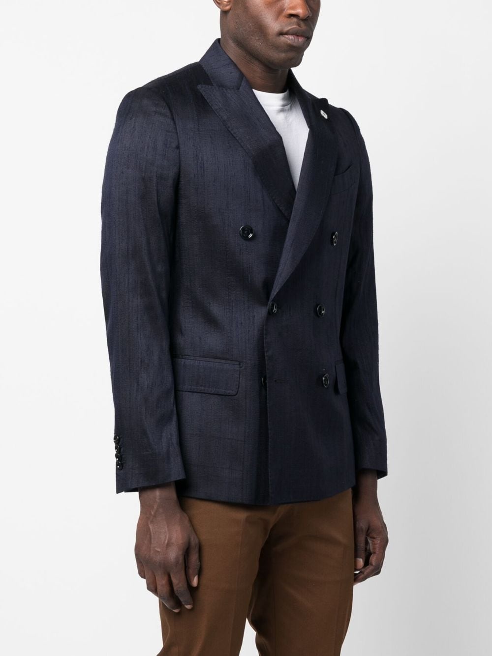 double-breasted silk blazer - 3