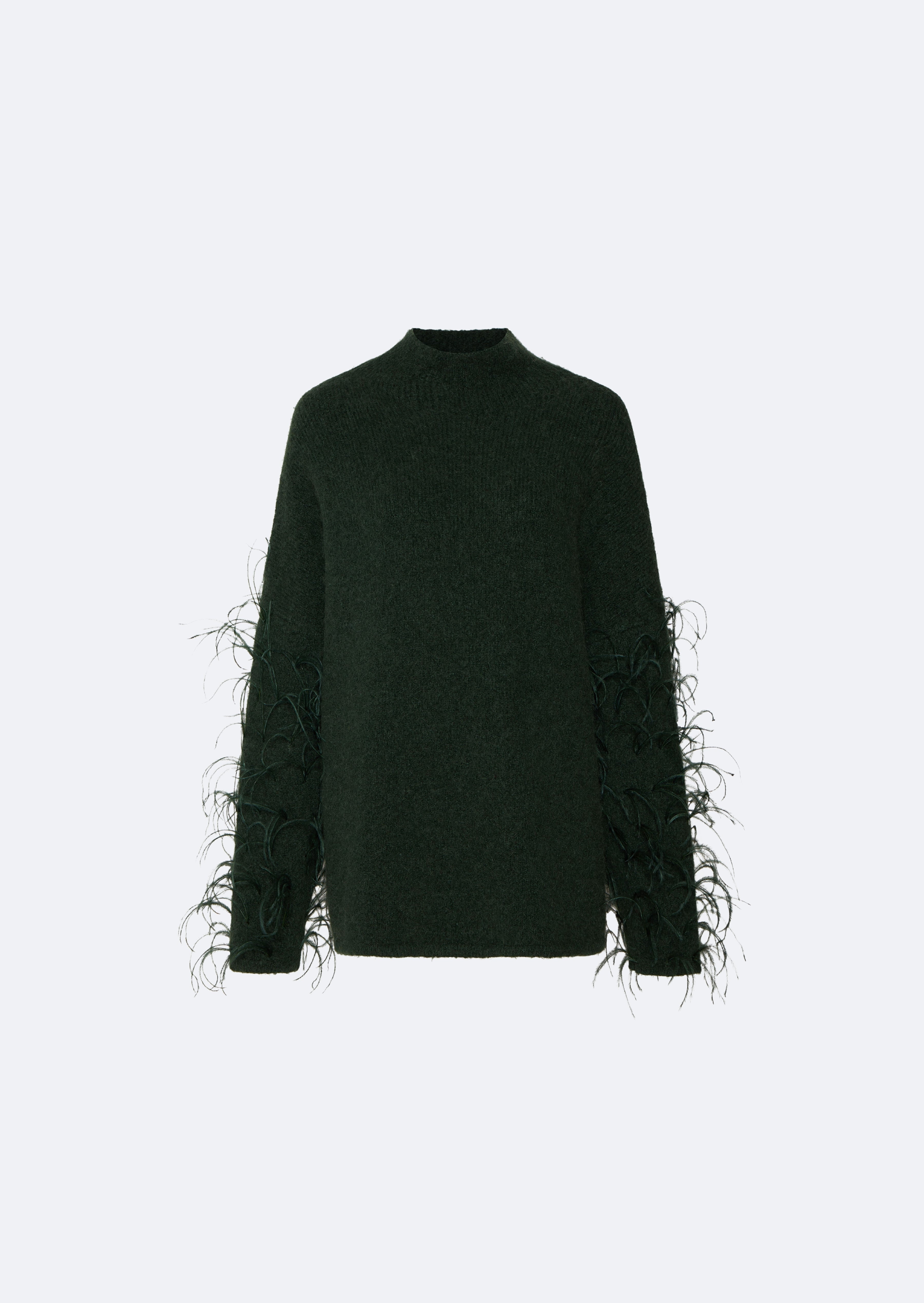 Alpaca Silk Turtleneck With Feathers - 1