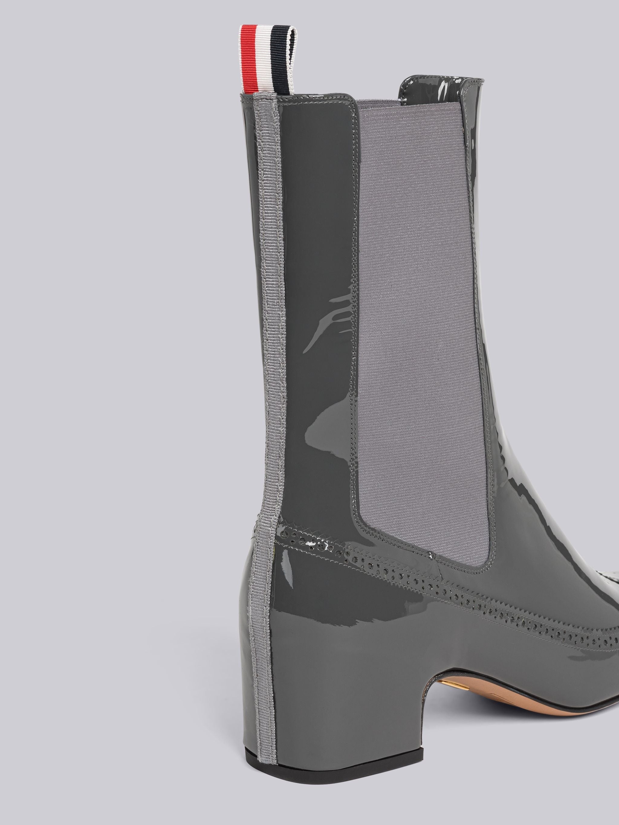 Soft Patent Leather Mid Calf 4-Bar Heeled Chelsea Boot - 2