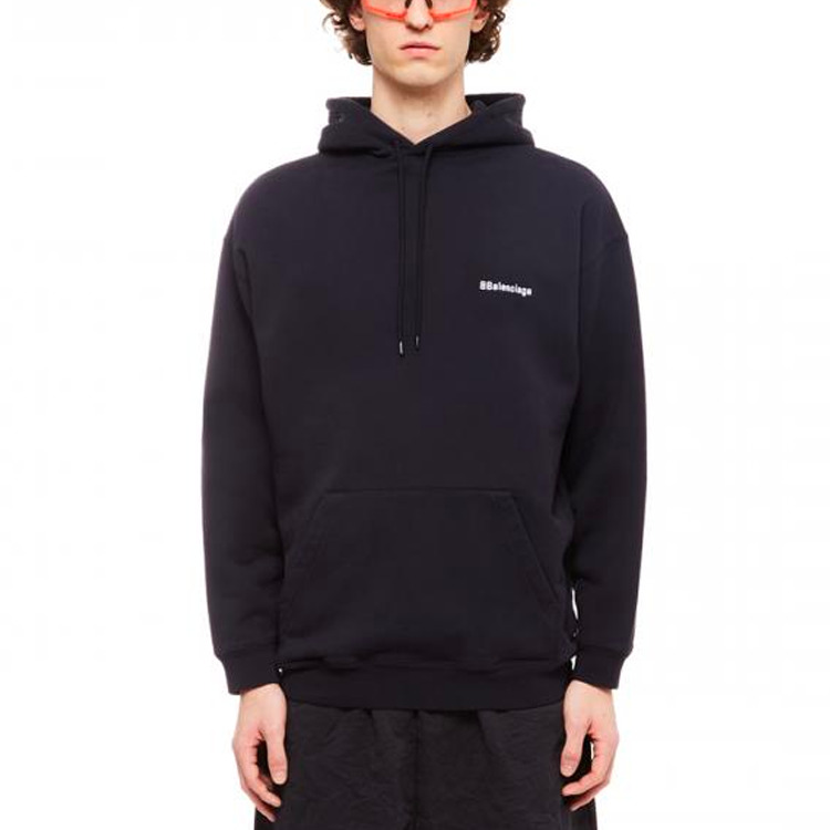 Balenciaga Logo Embroidered Hoodie 'Navy' 570811TKVB53967 - 3