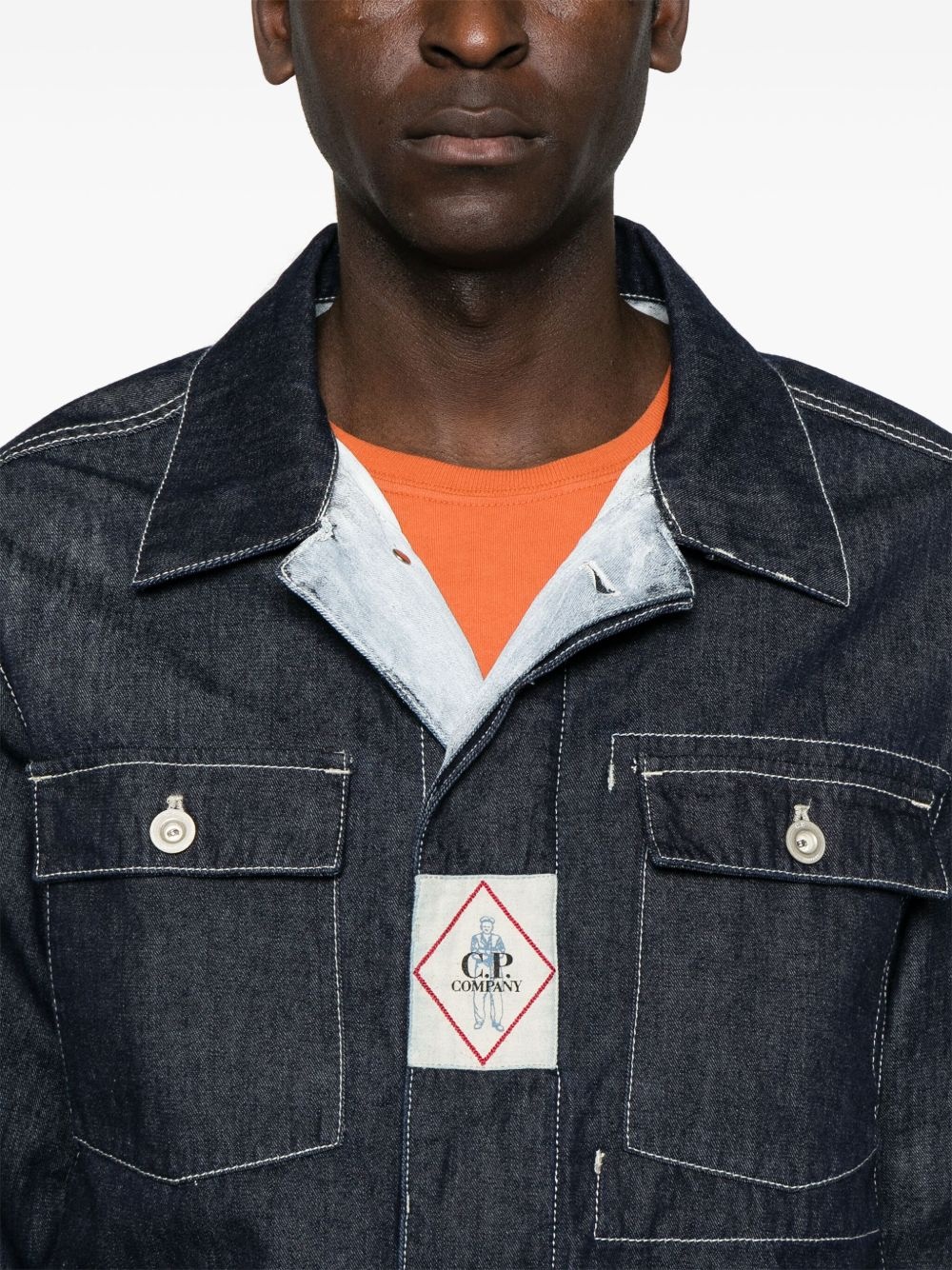 logo-patch denim jacket - 5