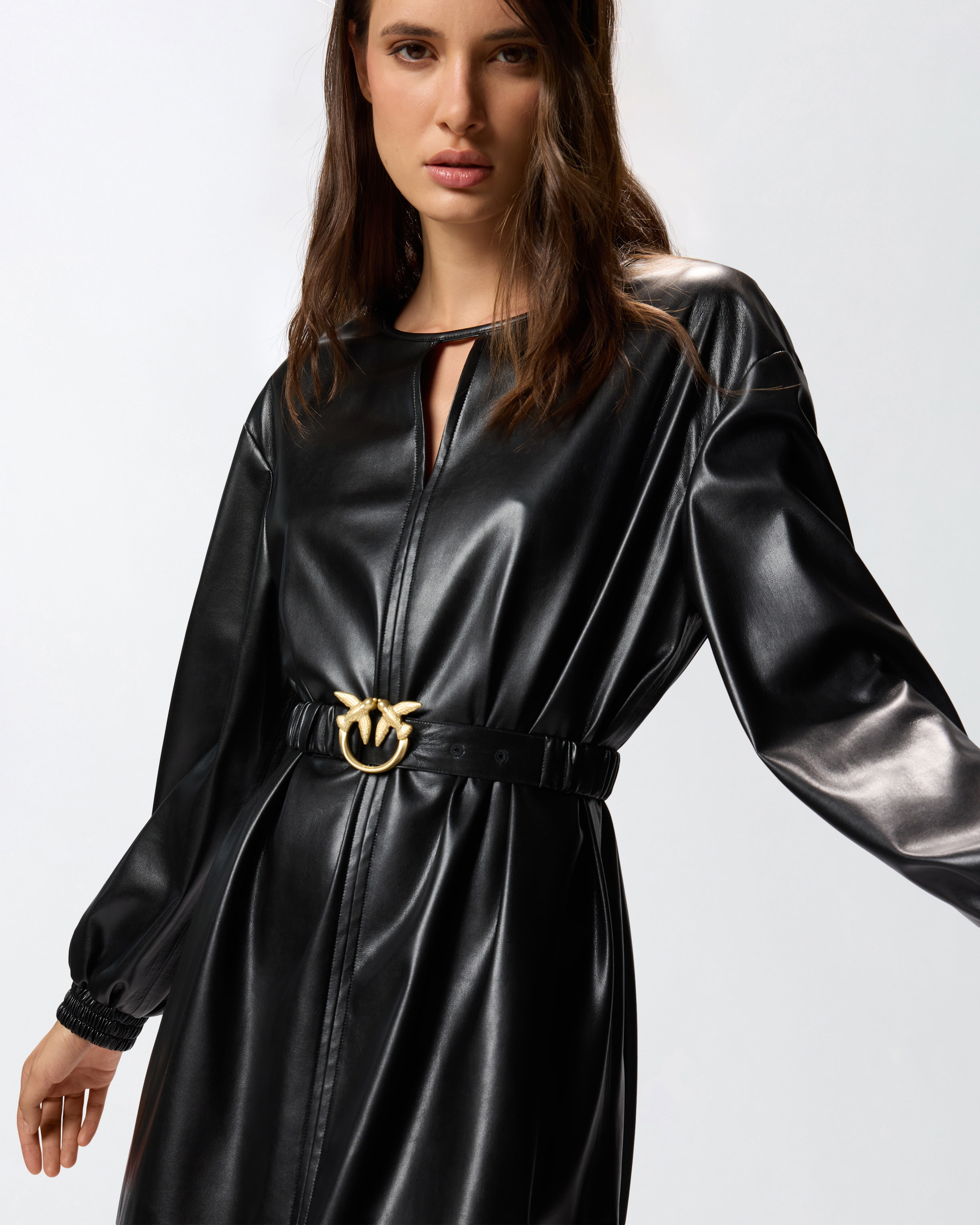 SHORT LEATHER-EFFECT DRESS - 5