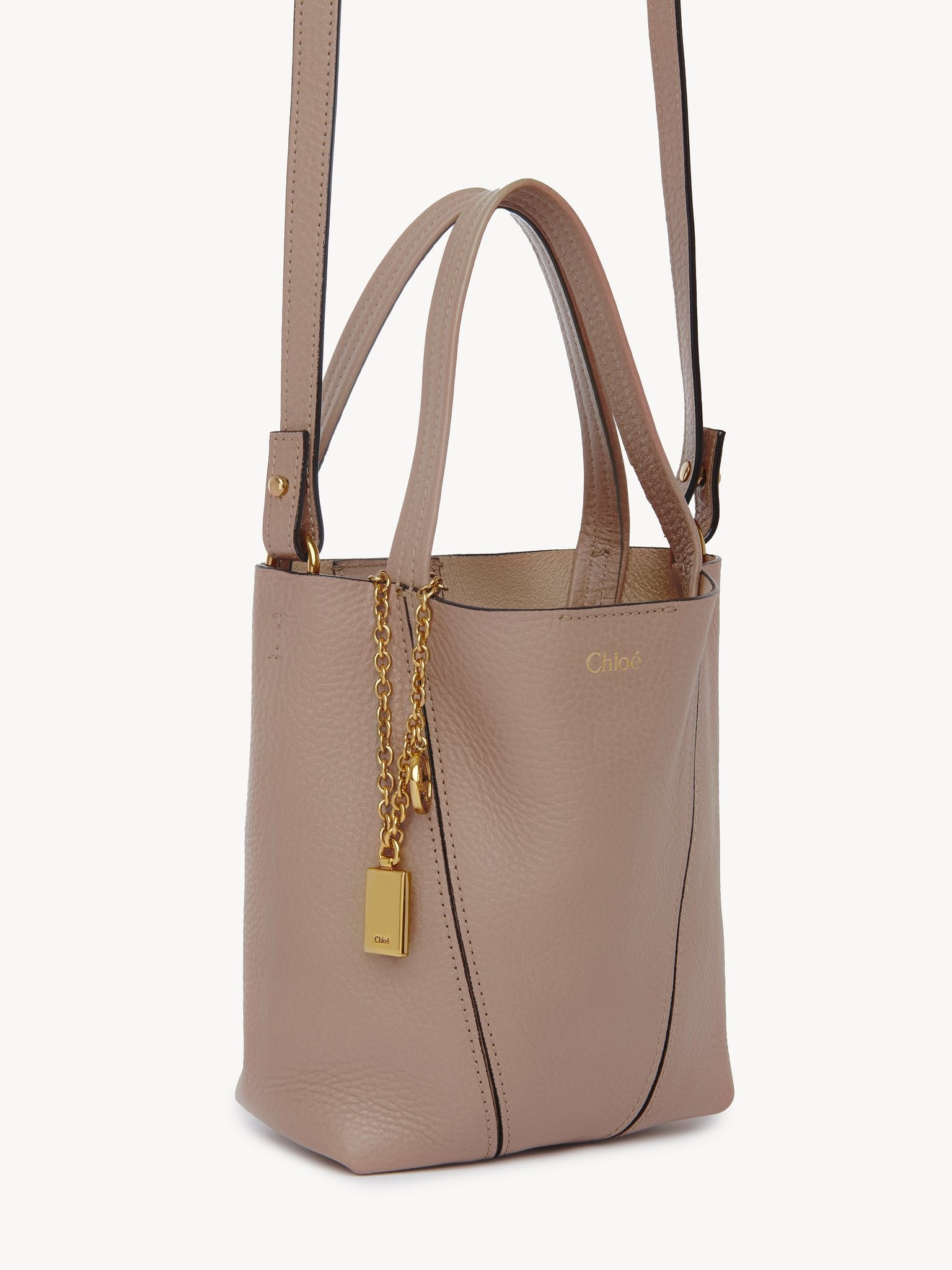 SMALL CHLOÉ SPIN TOTE BAG IN GRAINED LEATHER - 5