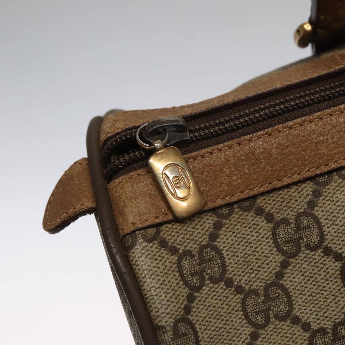 GUCCI GG Supreme Web Sherry Line Hand Bag Pvc Beige Gold 39 02 007 - 15