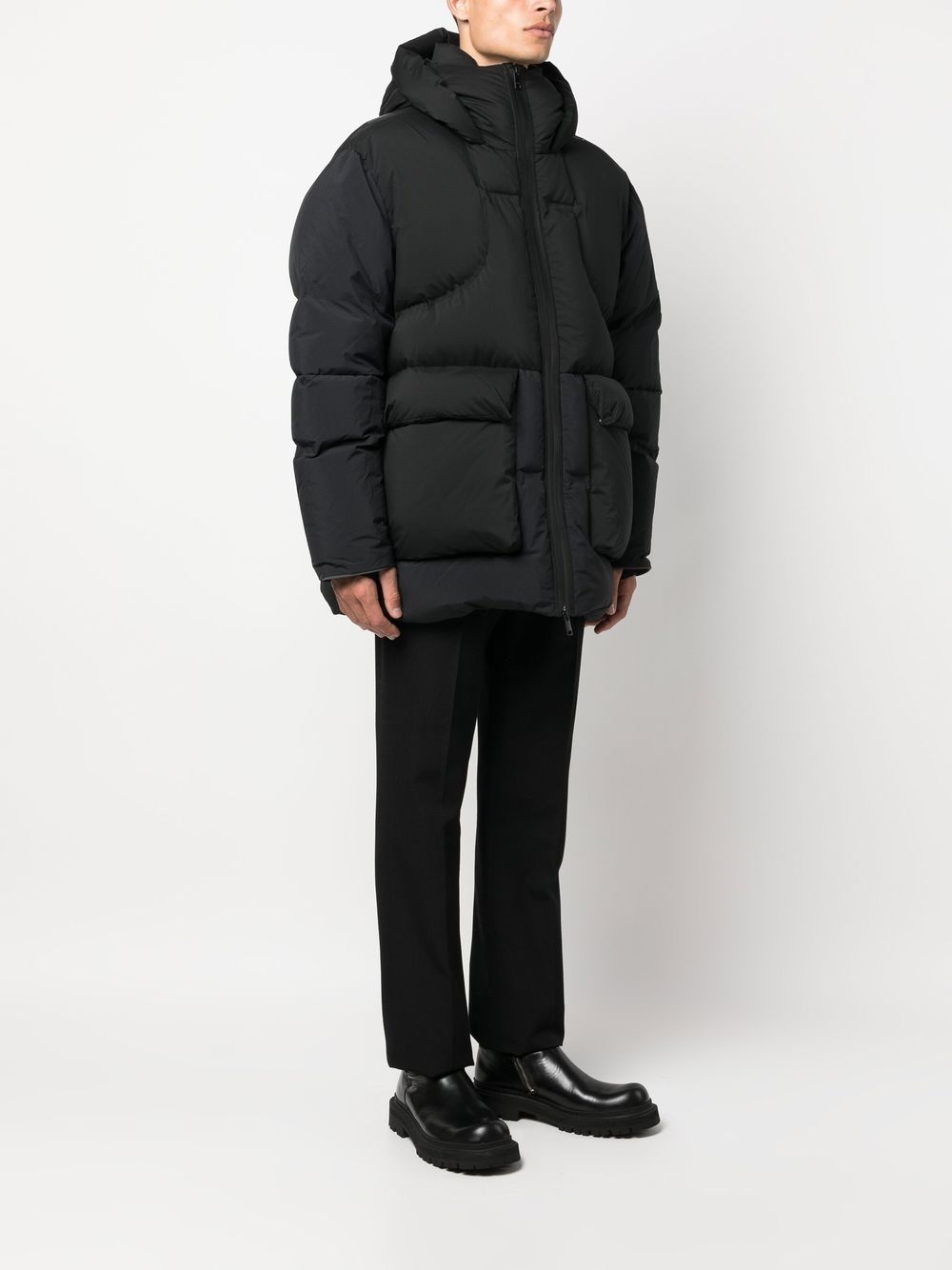 padded-panel hooded jacket - 3