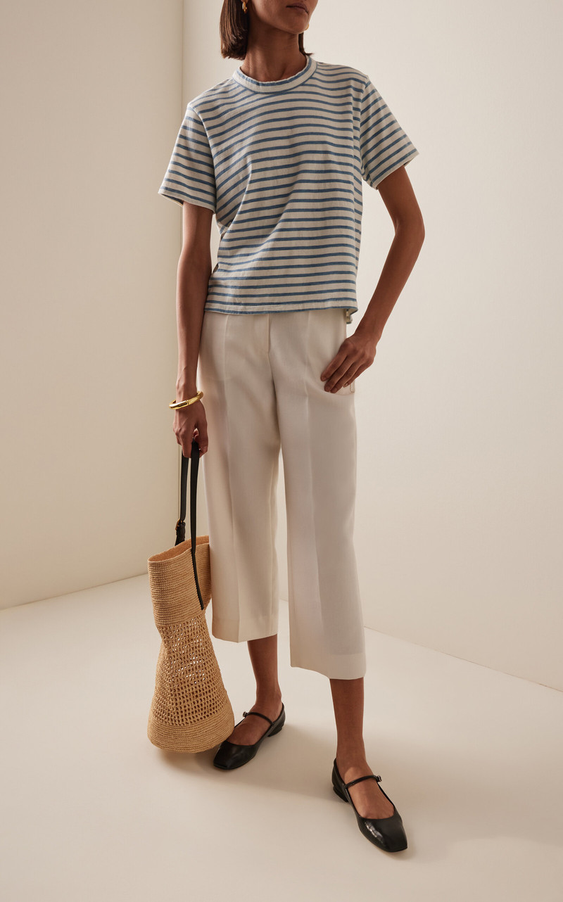 LES TIEN Jane Striped Classic T-Shirt ivory outlook