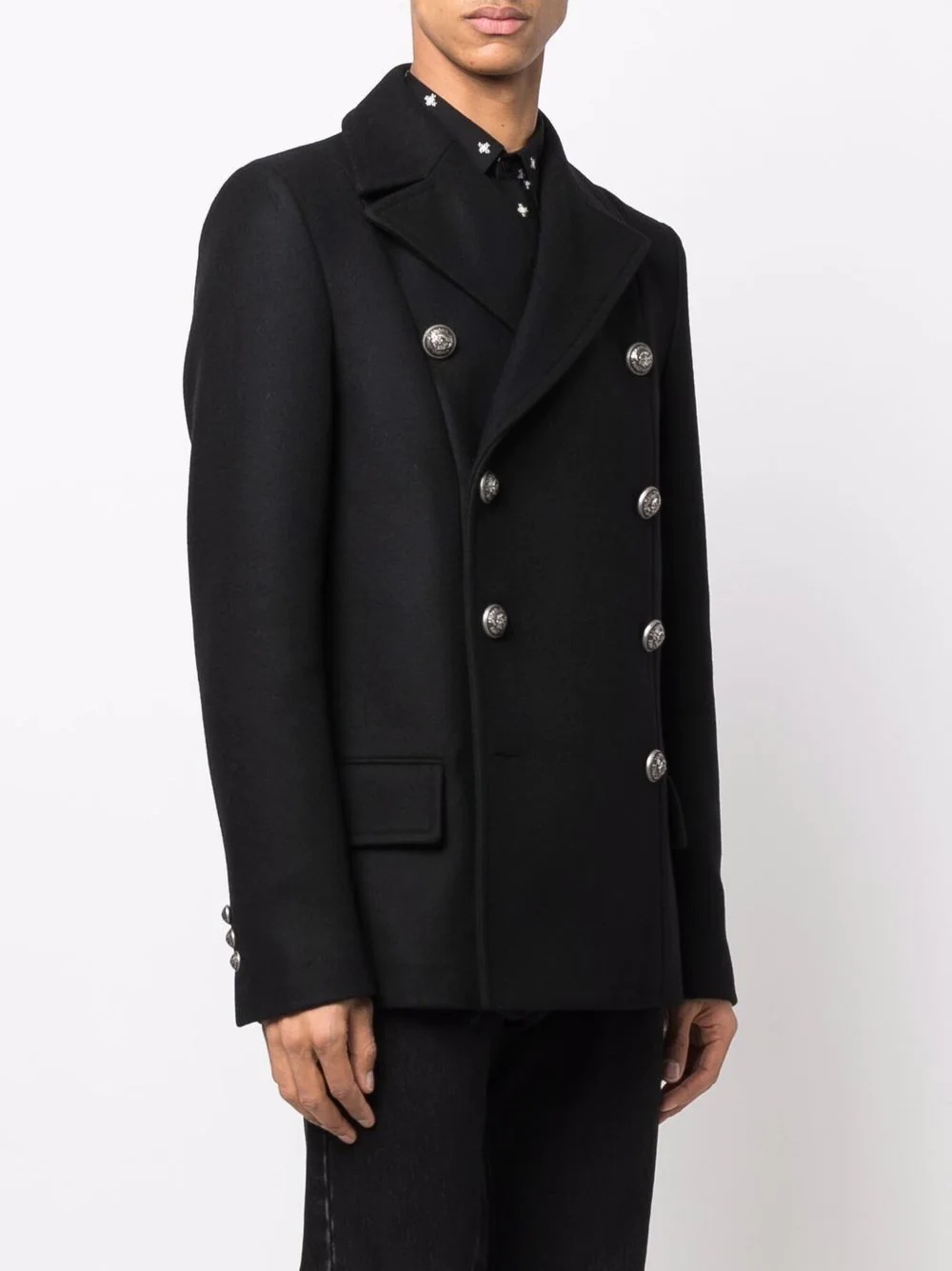 logo-button double-breasted peacoat - 3