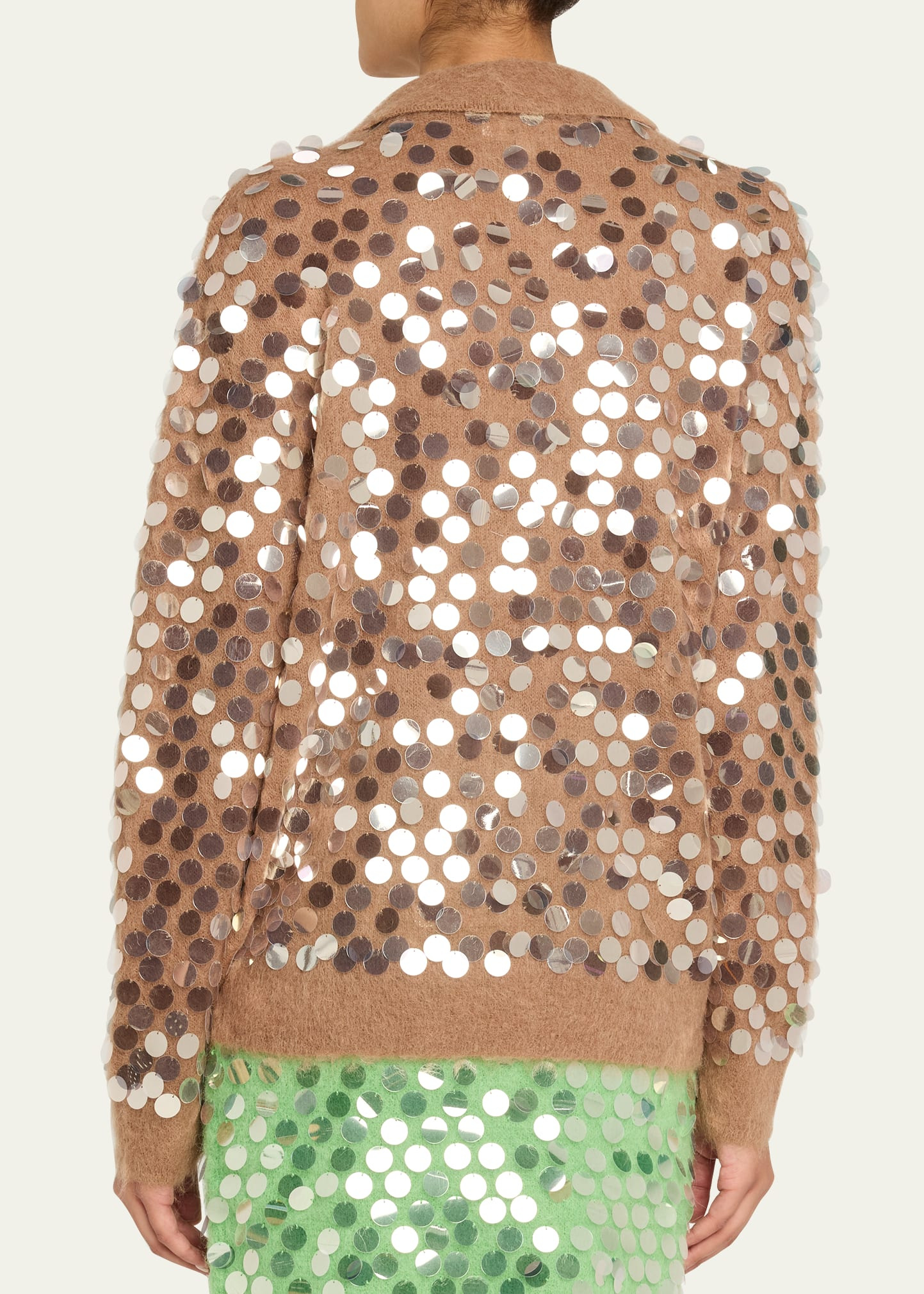 Adora Paillette Mohair-Wool Polo Sweater - 3