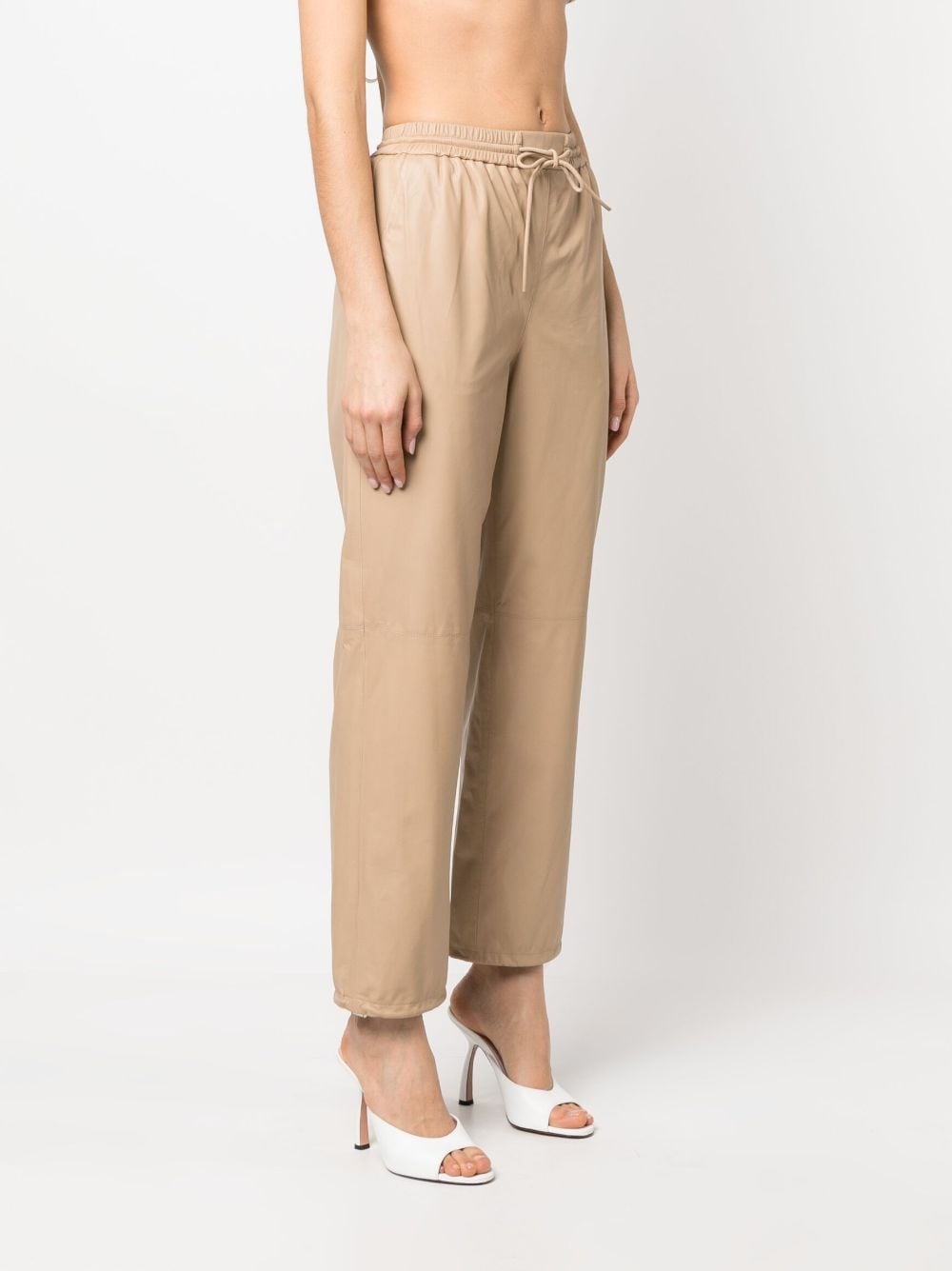 straight-leg lambskin trousers - 3