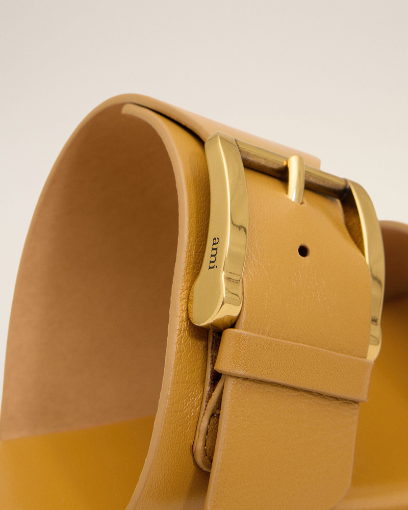 YELLOW COW LEATHER BUCKLE SANDALS 5