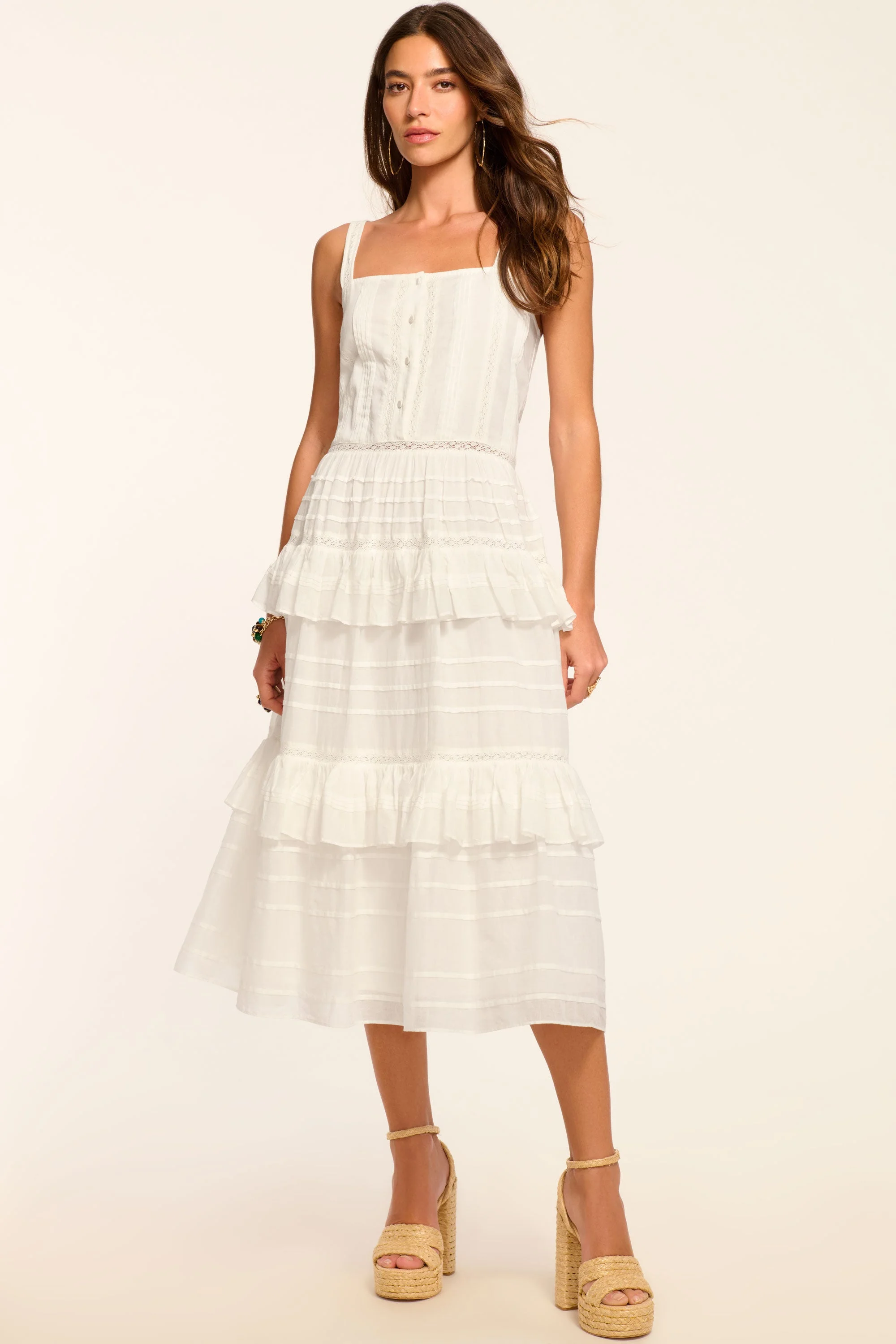 Daria Embroidered Voile Midi Dress - 1