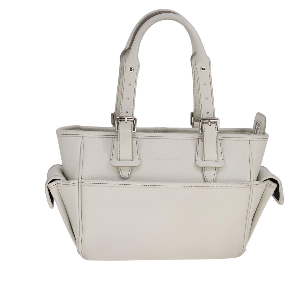 Burberry Hand Bag Leather White Silver - 13