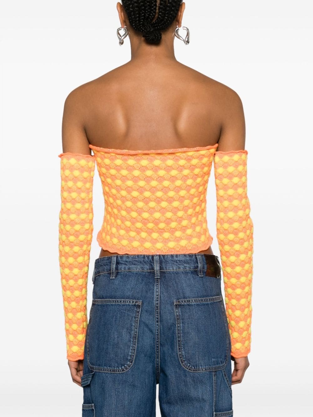 off-shoulder knitted top - 4