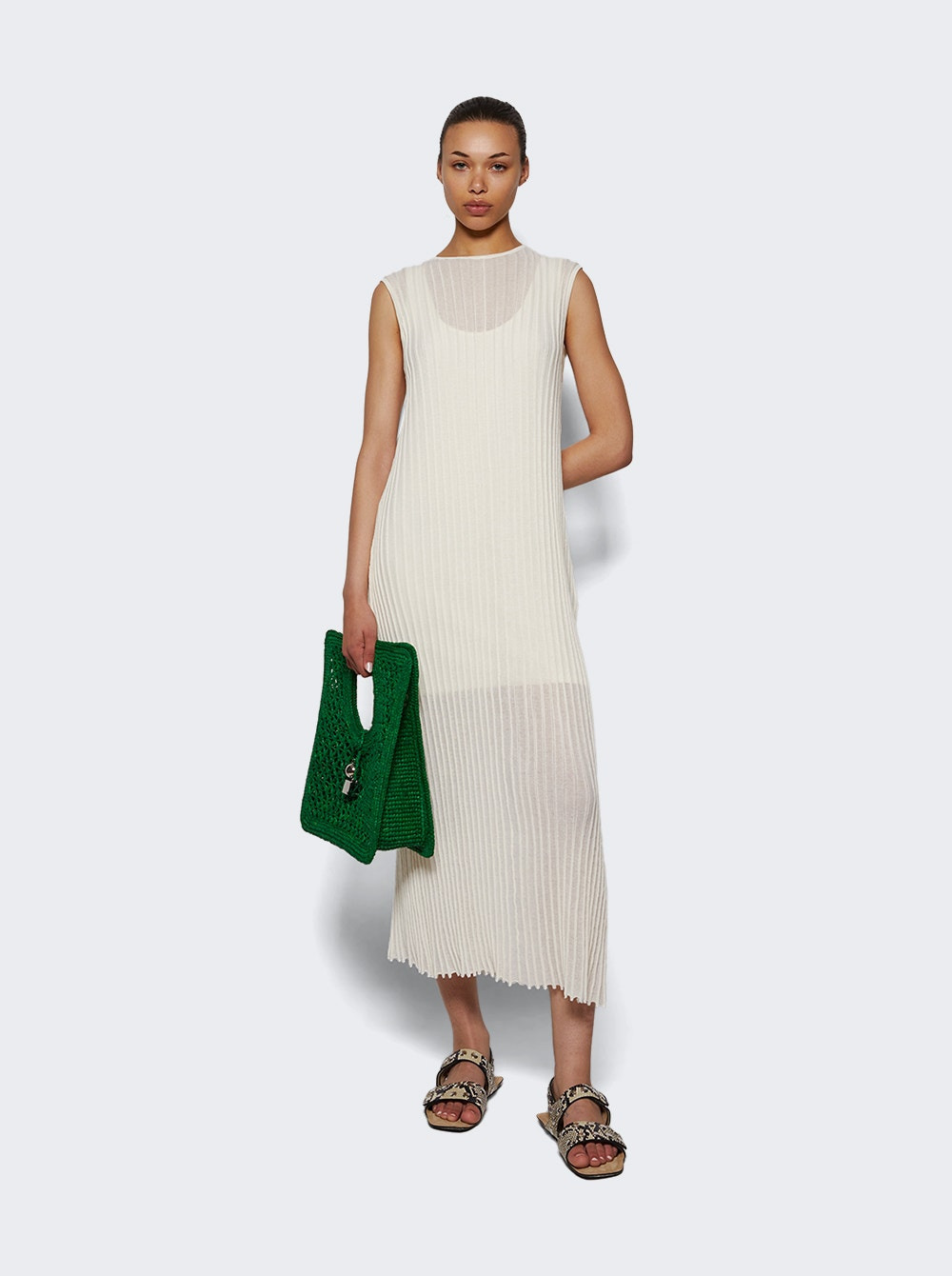 Ada Sleeveless Long Knit Dress Ivory - 5
