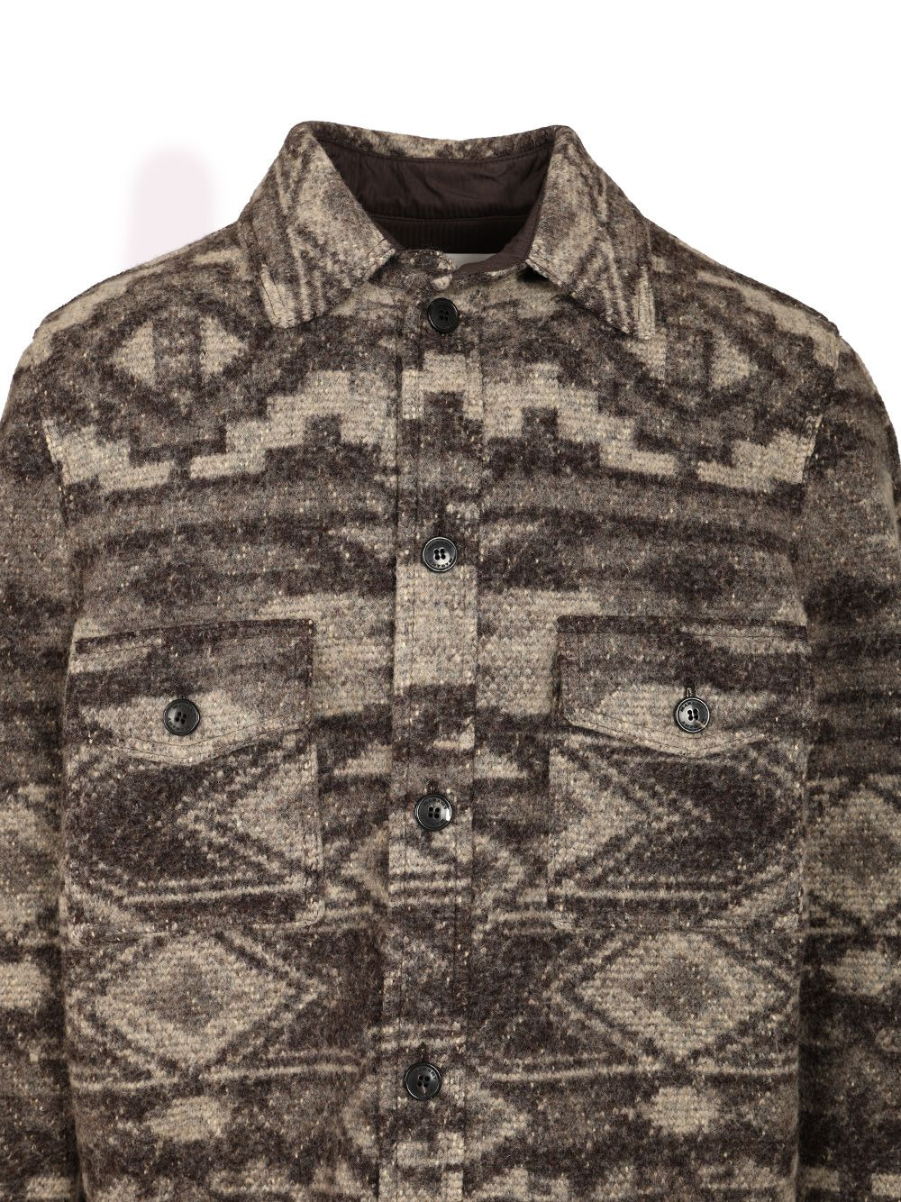 Kervon-Gb Shirt Regular Fit With Etnical Print Shirts Brown - 4