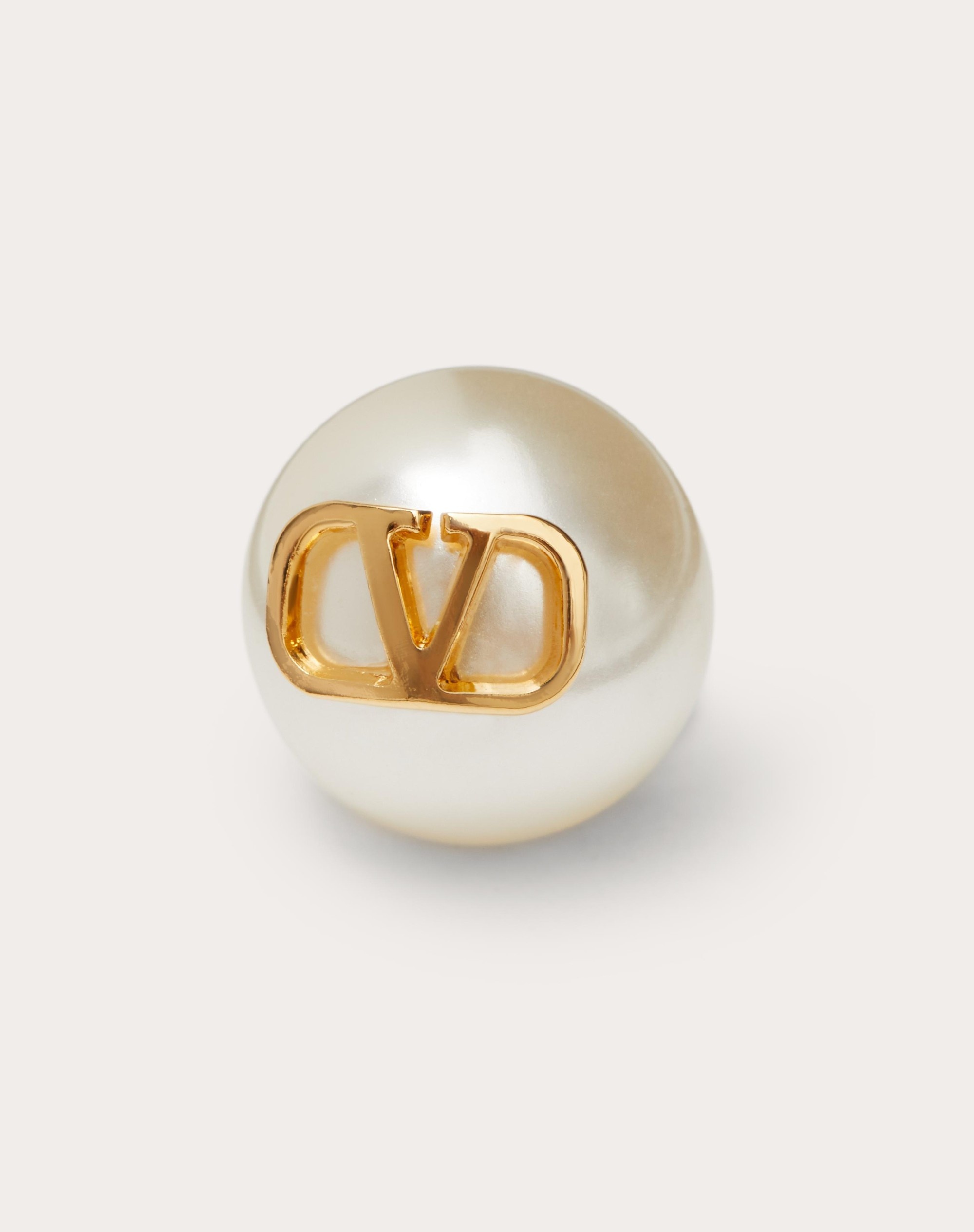 Valentino Gold Tone Crystal VLOGO Signature Ring Size 15 Valentino