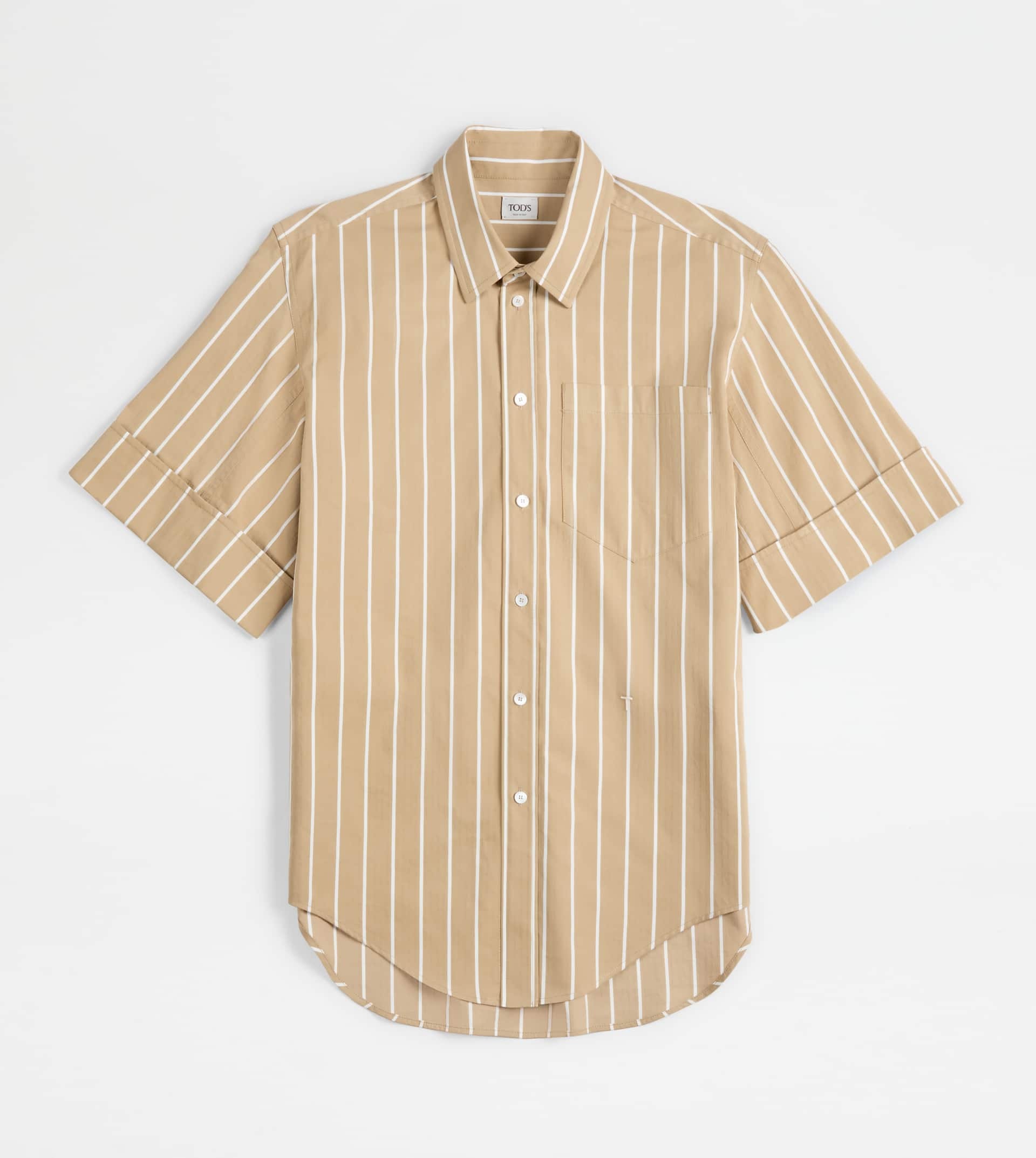 SHIRT IN COTTON - BEIGE, WHITE - 1