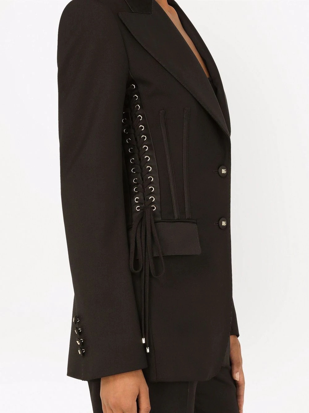 lace-up detail single-breasted blazer - 5