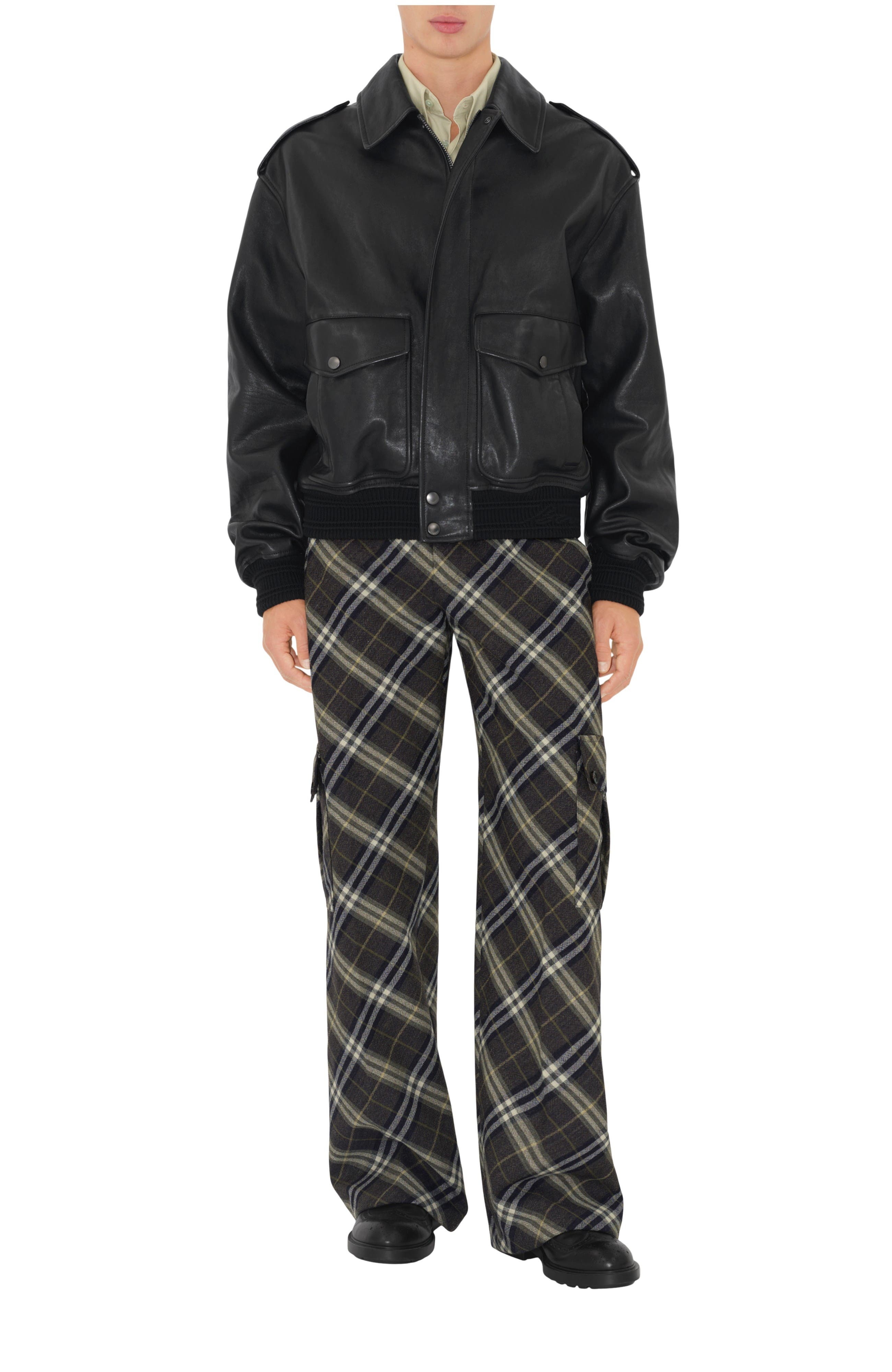 burberry Leather Bomber Jacket in Black at Nordstrom - 1