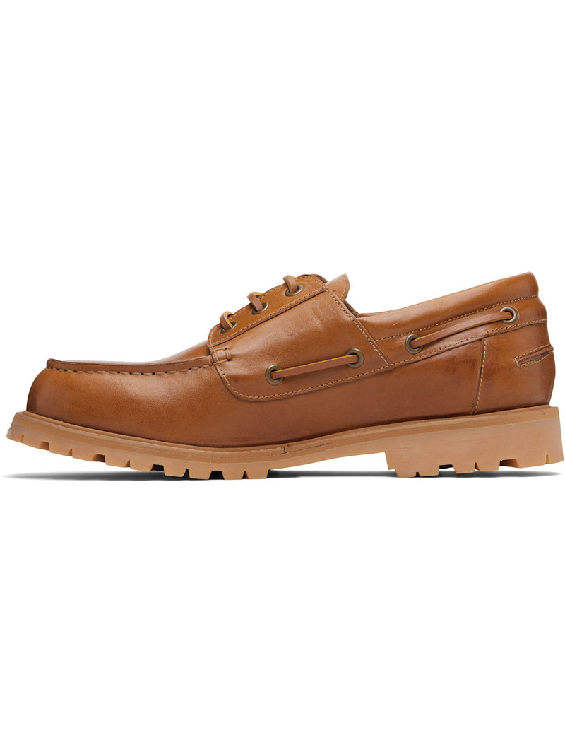 Studio Nicholson Tan Guston Leather Boat Shoes outlook