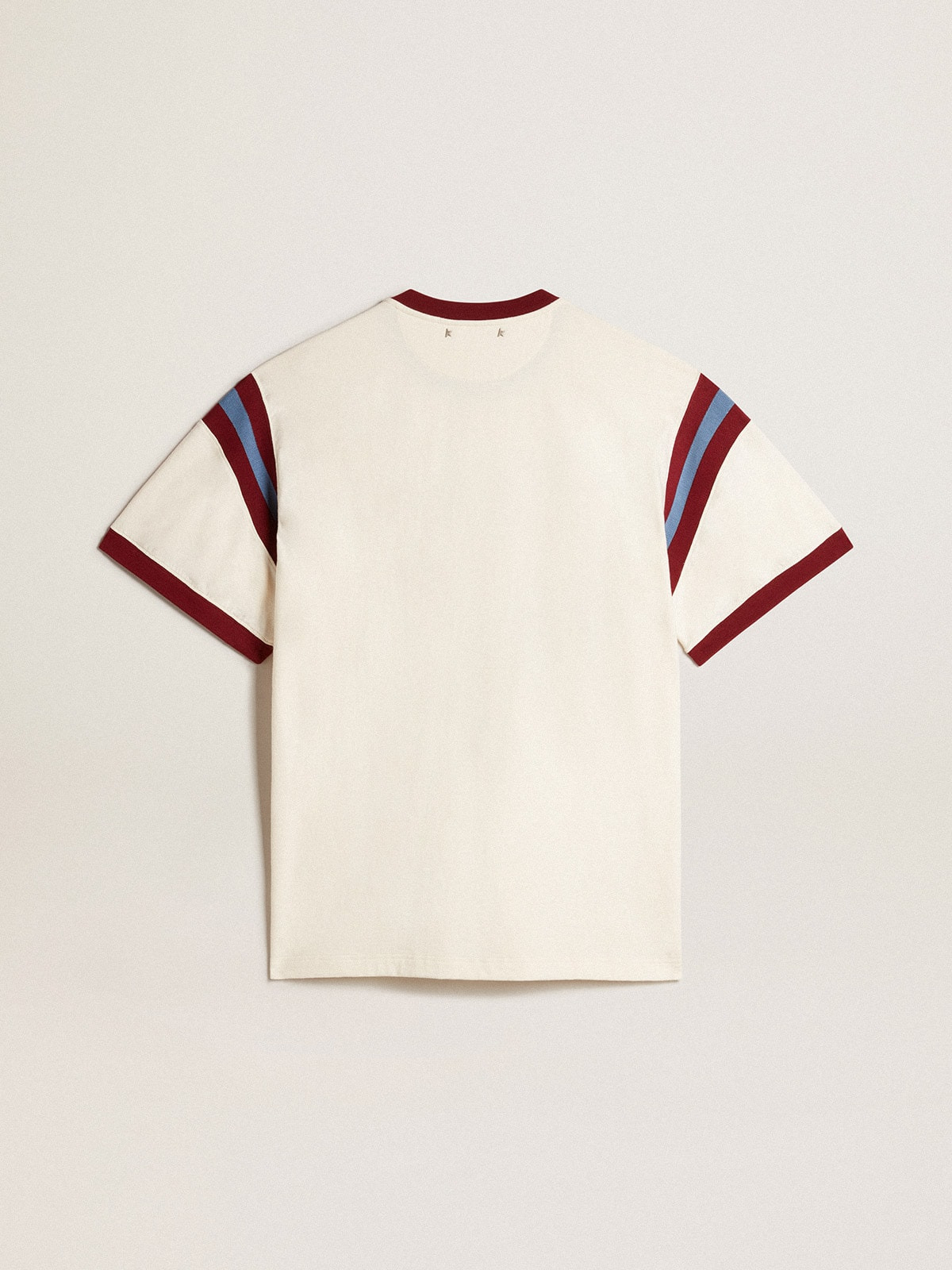 Men’s white T-shirt with burgundy lettering on the front - 2
