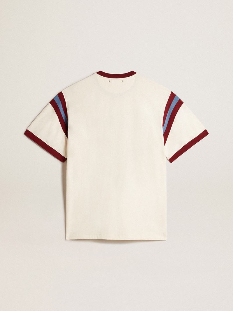 Golden Goose Men’s white T-shirt with burgundy lettering on the front outlook