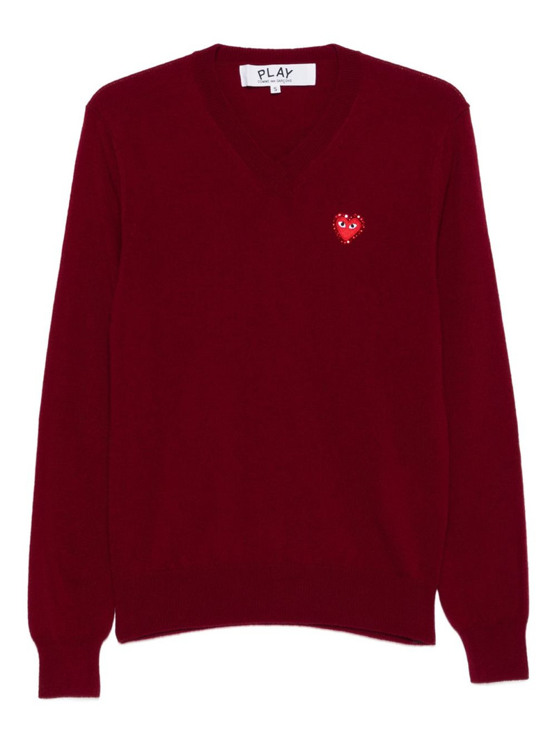 heart-emblem V-neck sweater 1