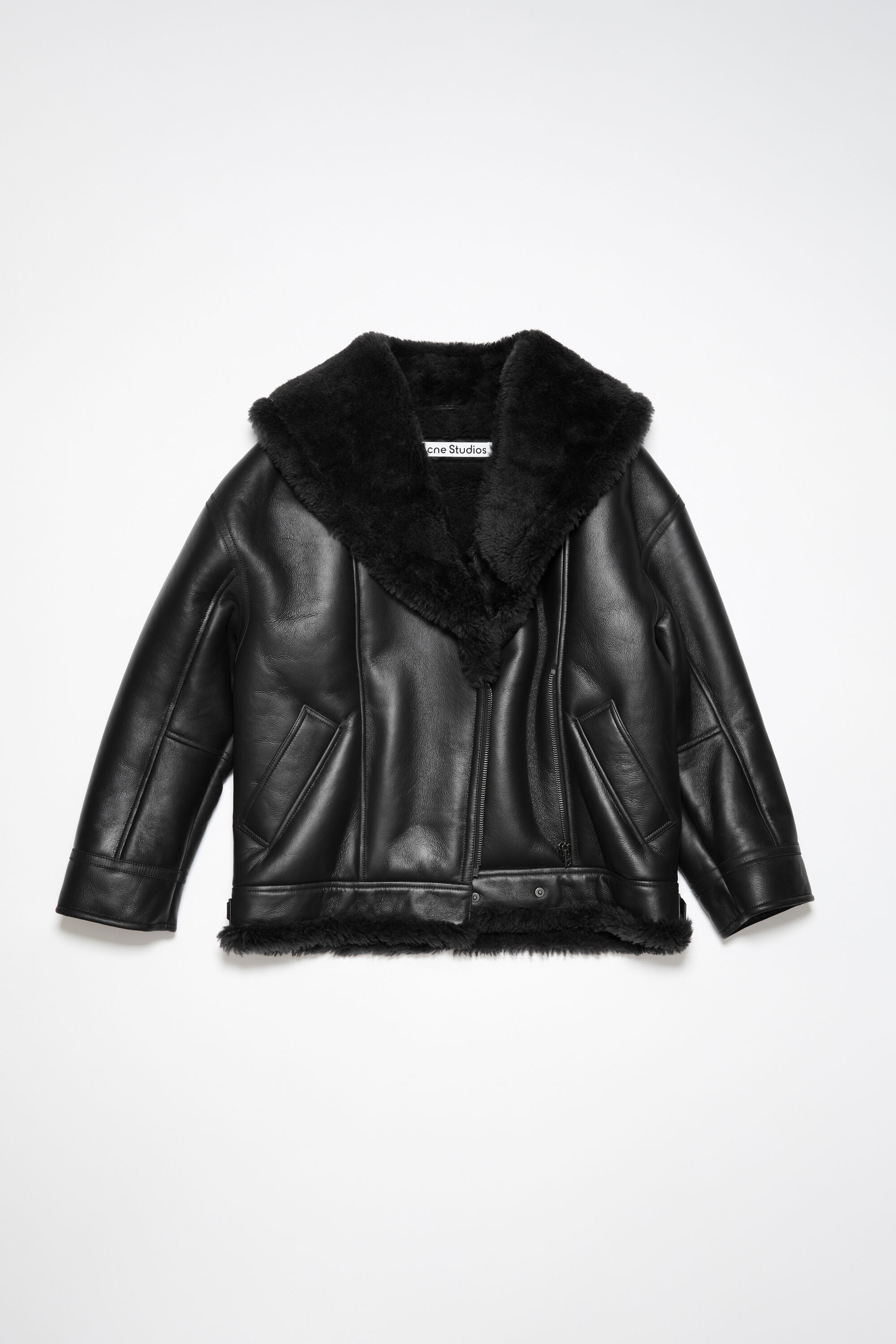 Leather shearling jacket - Black/black - 7