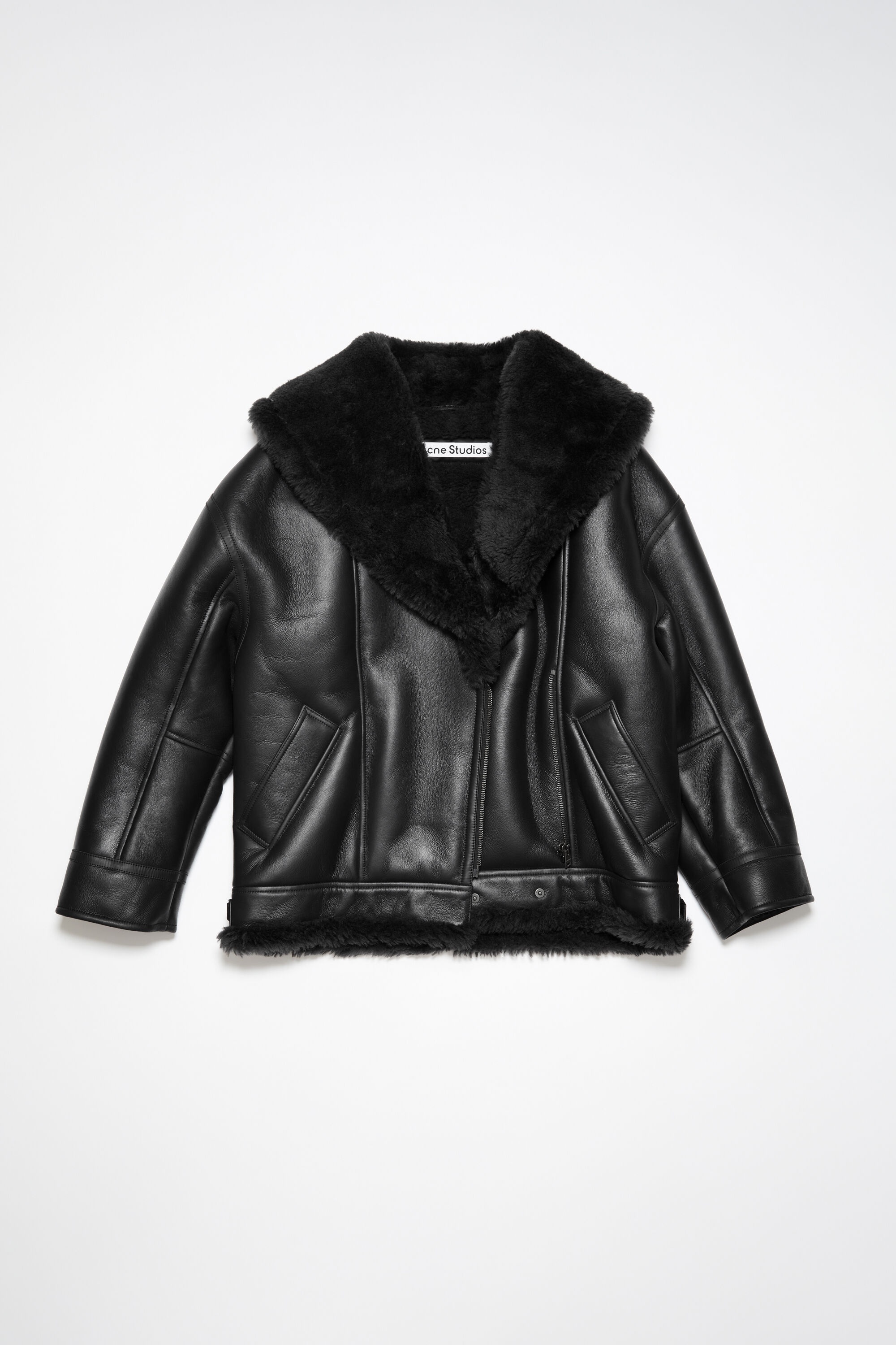 Acne Studios Leather shearling jacket - Black/black | REVERSIBLE